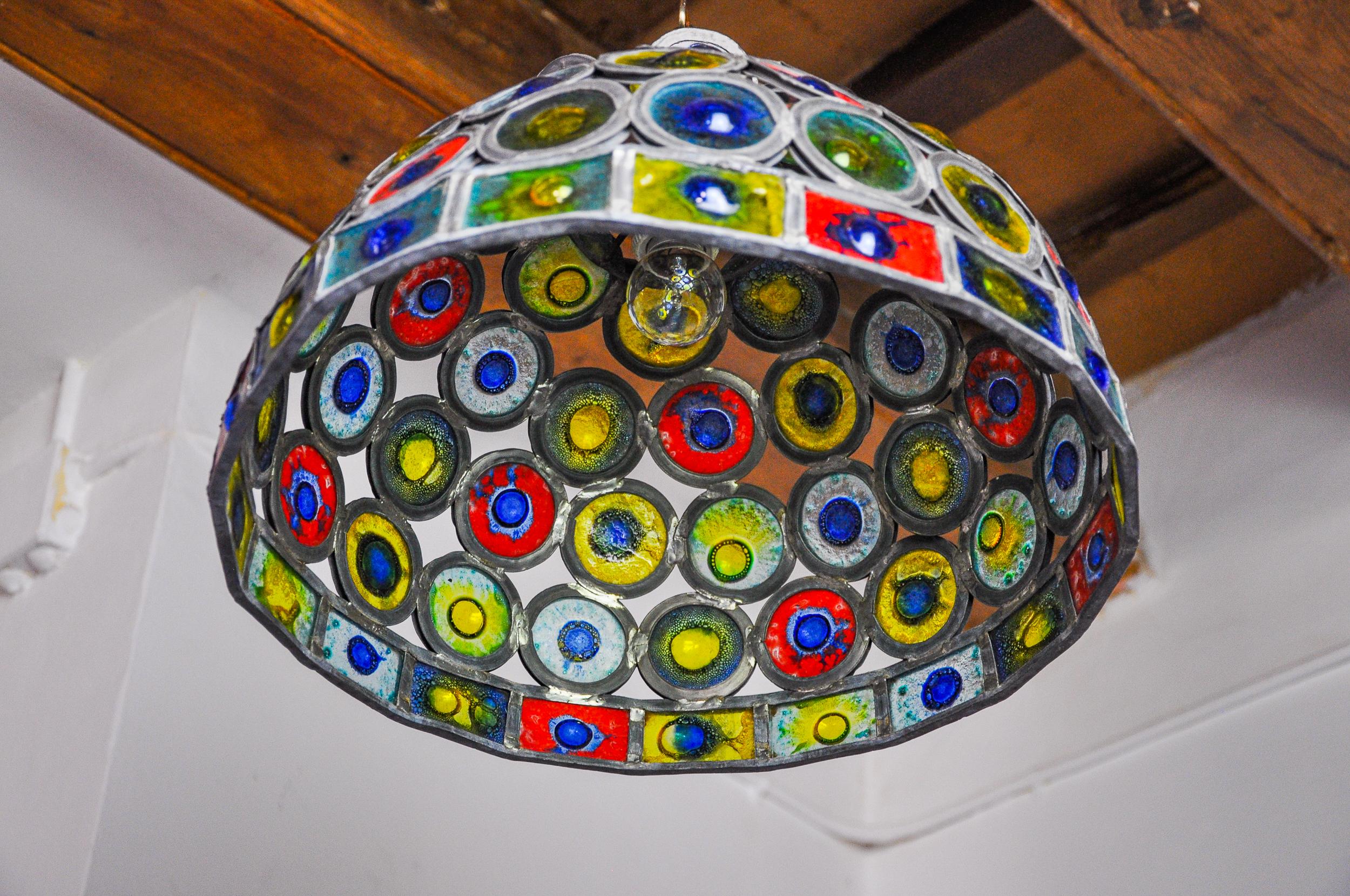Mexicain Lampe pendante brutaliste de Felipe Derflingher pour Feders, en verre soufflé, 1960, Mexi en vente