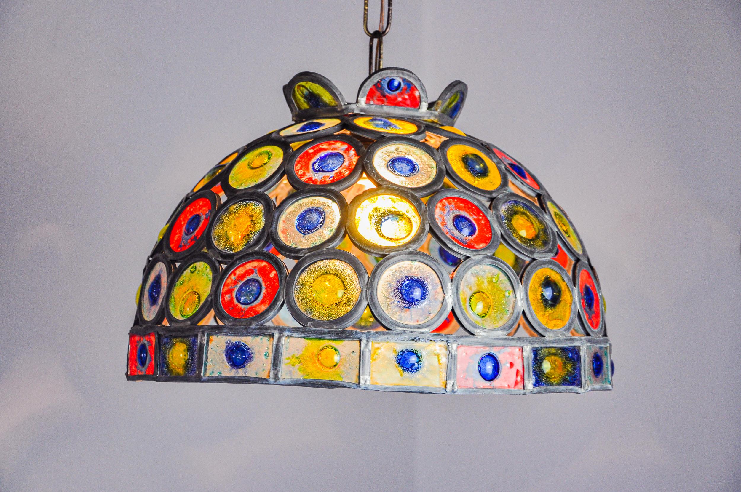 Lampe pendante brutaliste de Felipe Derflingher pour Feders, en verre soufflé, 1960, Mexi Bon état - En vente à BARCELONA, ES