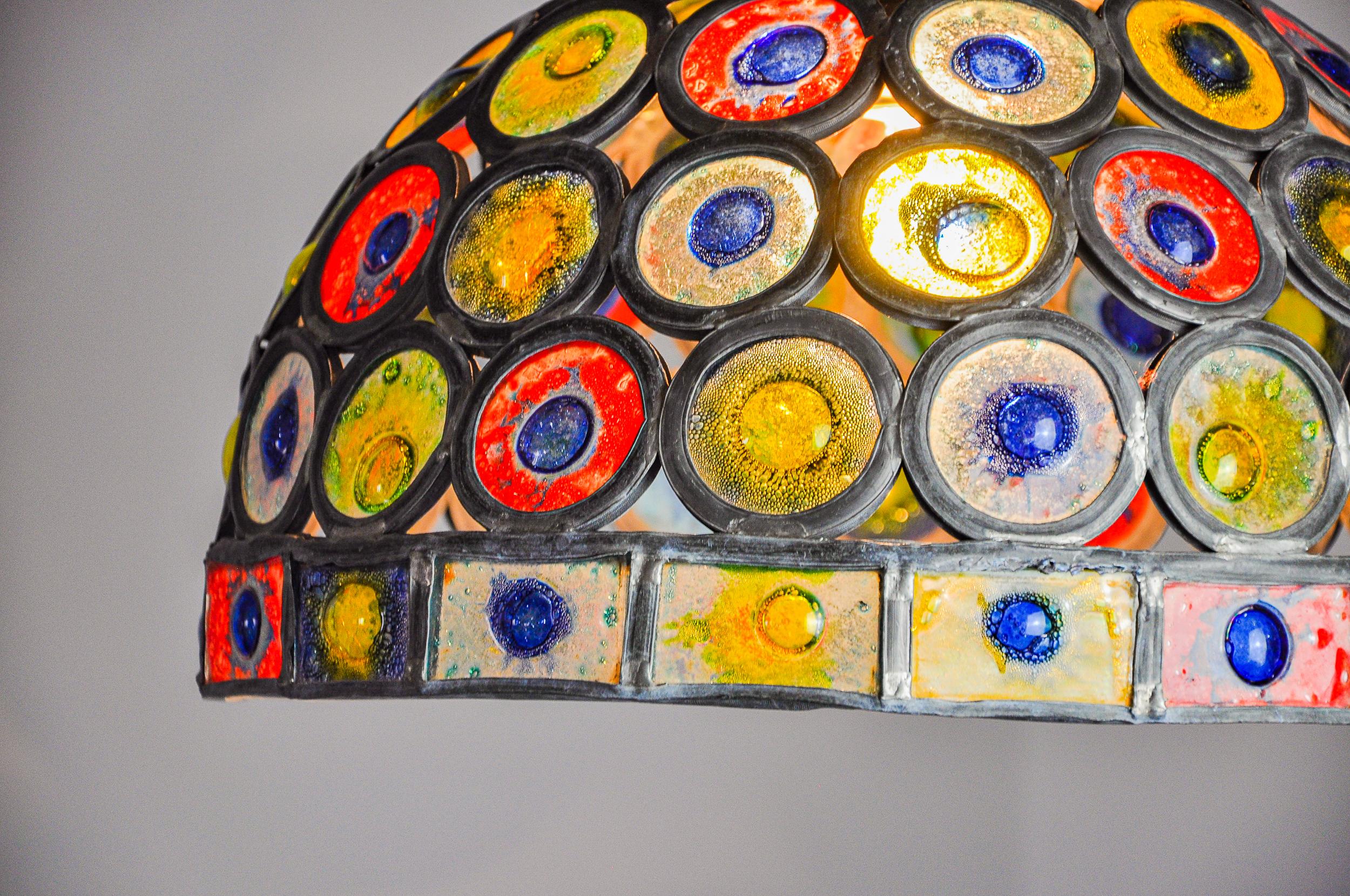 Milieu du XXe siècle Lampe pendante brutaliste de Felipe Derflingher pour Feders, en verre soufflé, 1960, Mexi en vente