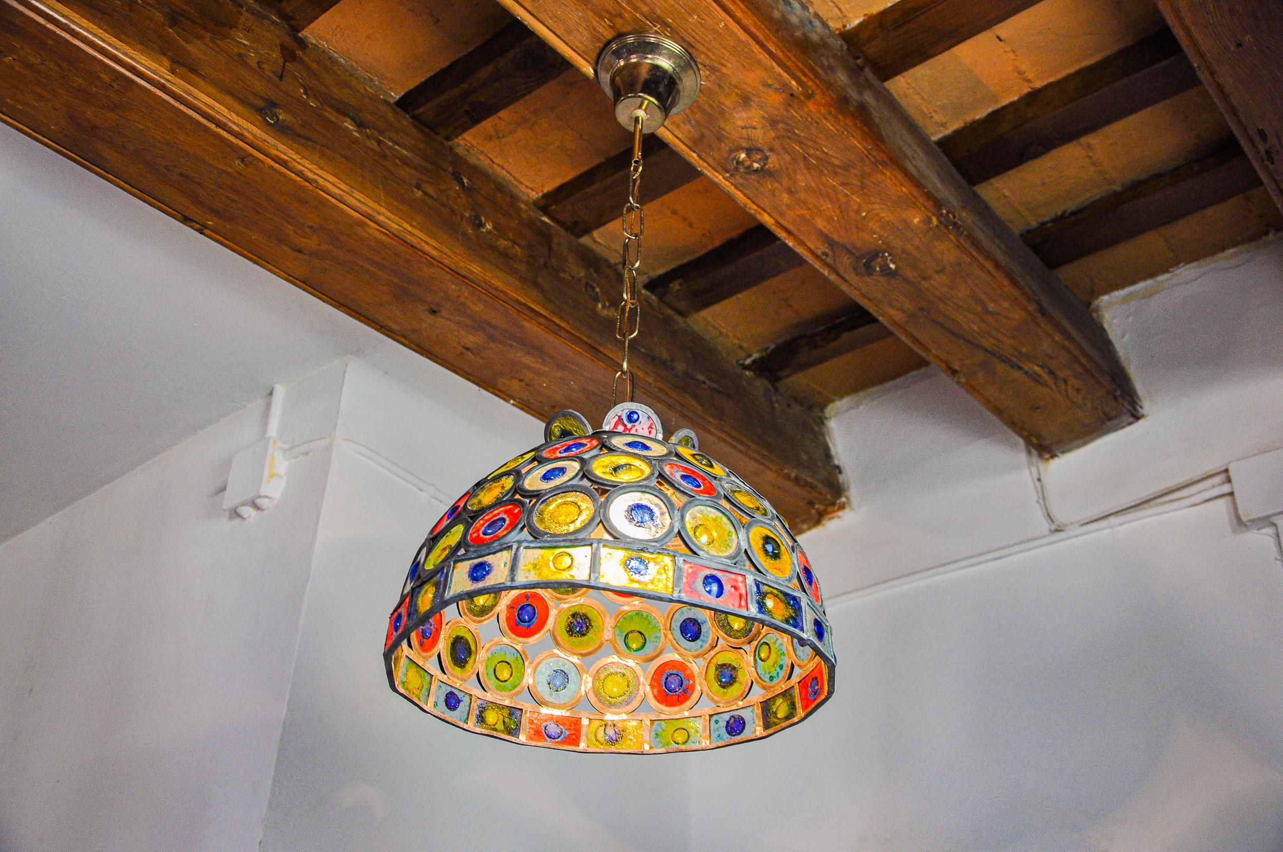Cristal Lampe pendante brutaliste de Felipe Derflingher pour Feders, en verre soufflé, 1960, Mexi en vente