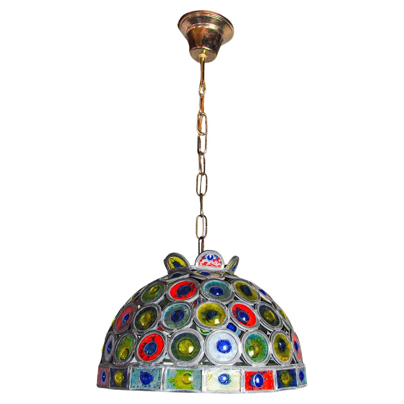Lampe pendante brutaliste de Felipe Derflingher pour Feders, en verre soufflé, 1960, Mexi