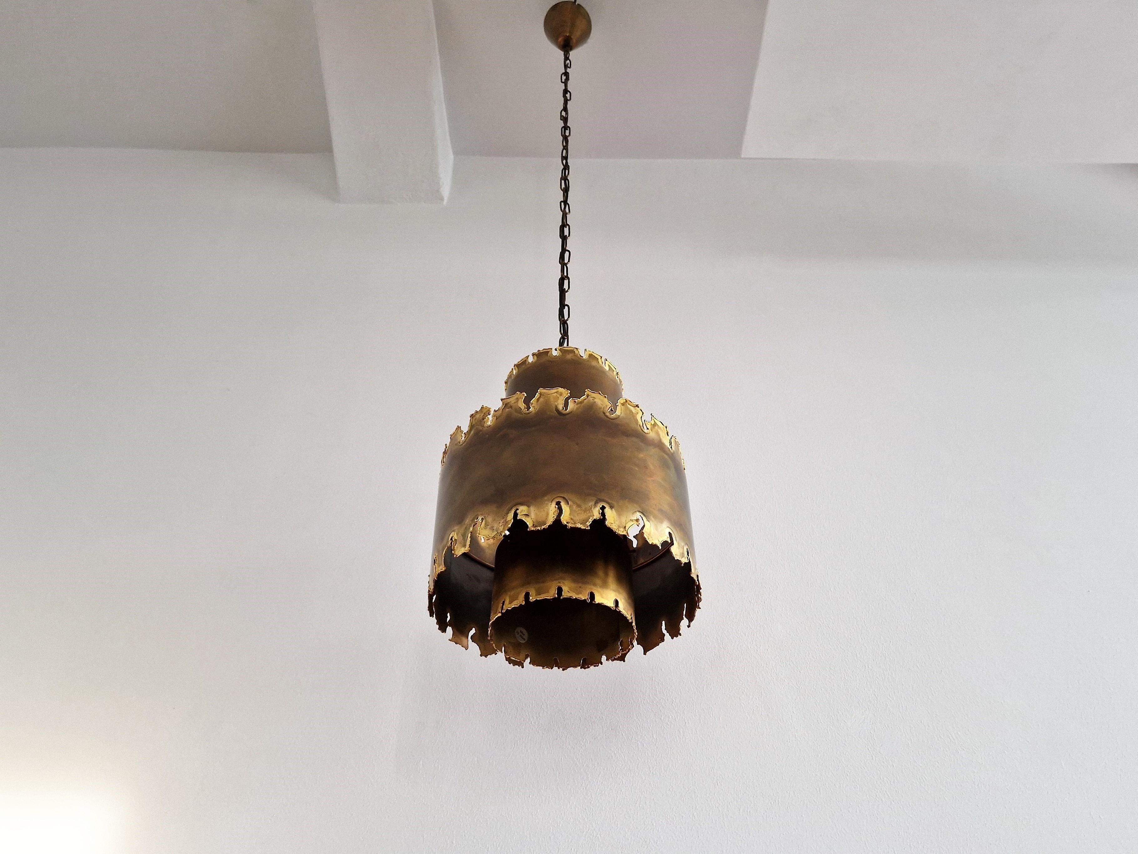 Mid-Century Modern Brutalist pendant lamp by Svend Aage Holm Sorensen for Sørensen & Co. Denmark For Sale