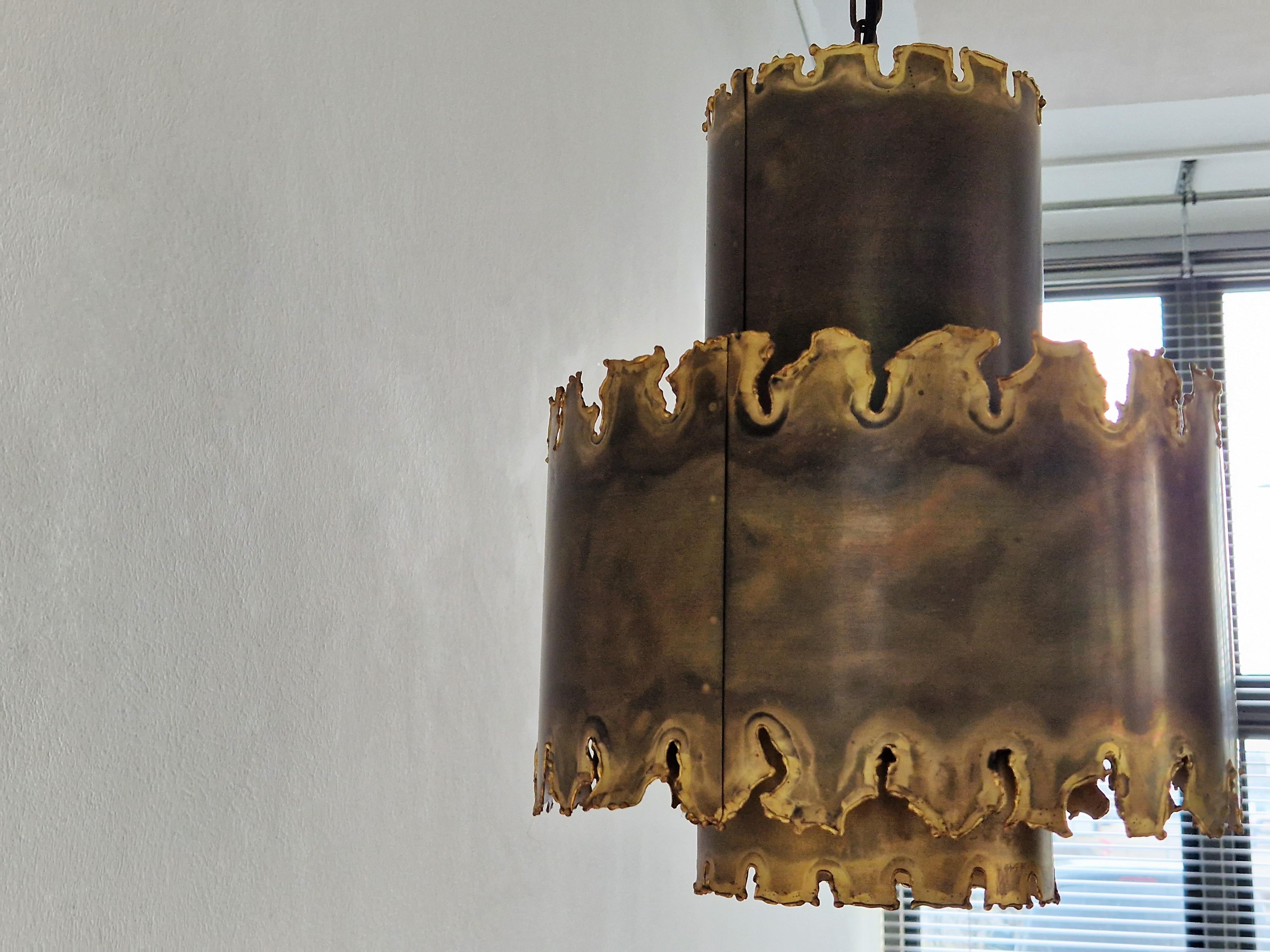 Mid-20th Century Brutalist pendant lamp by Svend Aage Holm Sorensen for Sørensen & Co. Denmark For Sale
