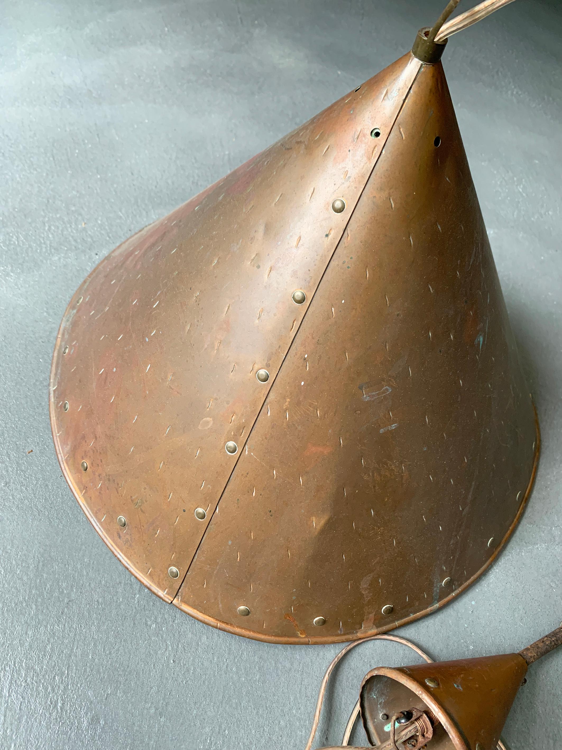 Brutalist pendant light, hand hammered copper by E.S Horn Aalestrup Denmark For Sale 2