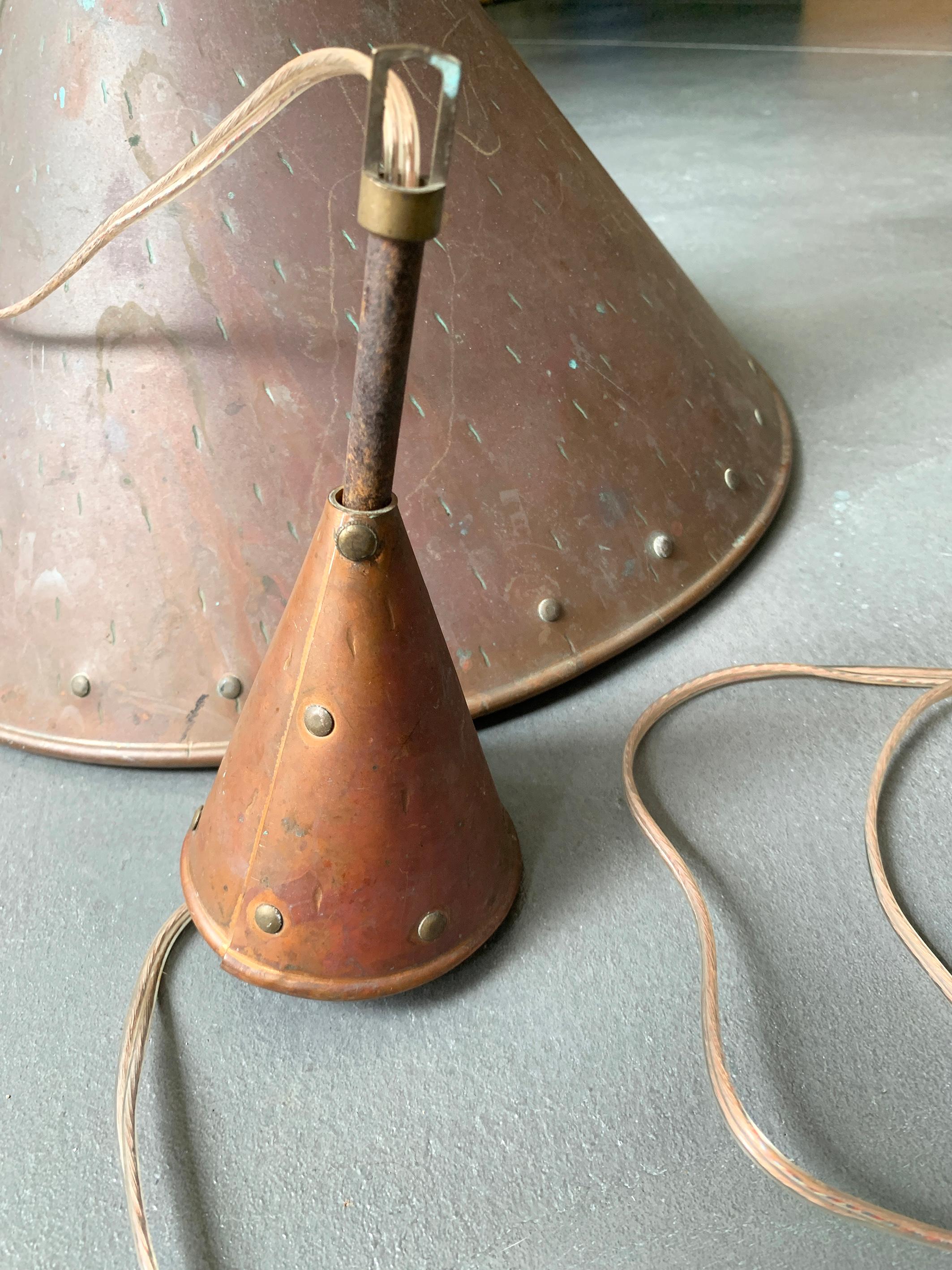 Brutalist pendant light, hand hammered copper by E.S Horn Aalestrup Denmark For Sale 5
