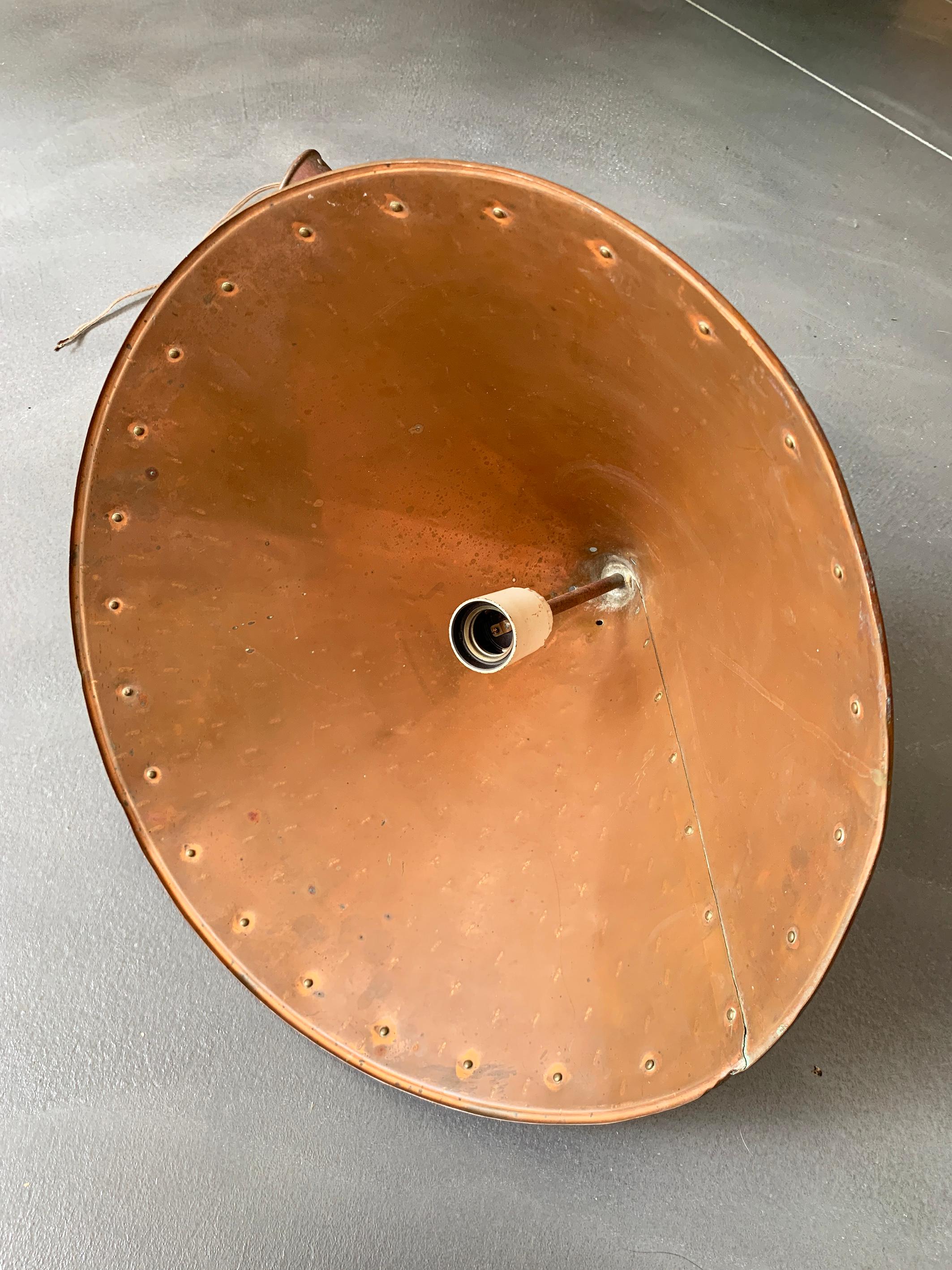 Brutalist pendant light, hand hammered copper by E.S Horn Aalestrup Denmark For Sale 6