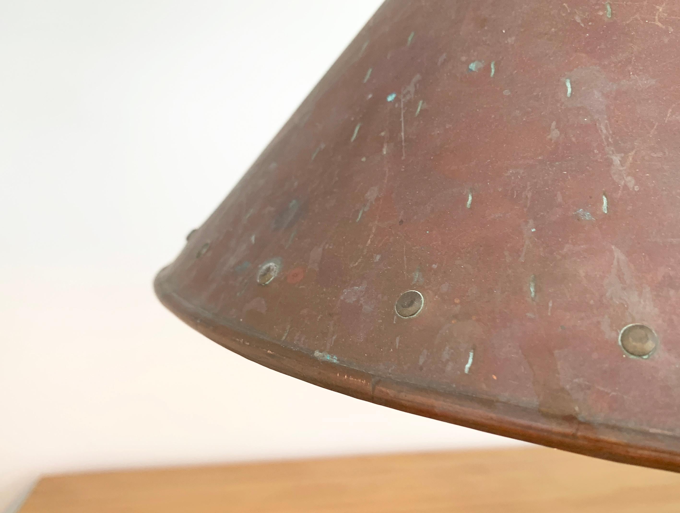 Patinated Brutalist pendant light, hand hammered copper by E.S Horn Aalestrup Denmark For Sale