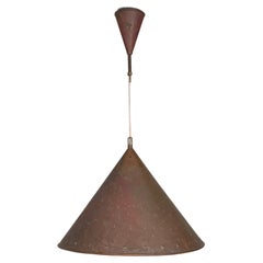 Brutalist pendant light, hand hammered copper by E.S Horn Aalestrup Denmark