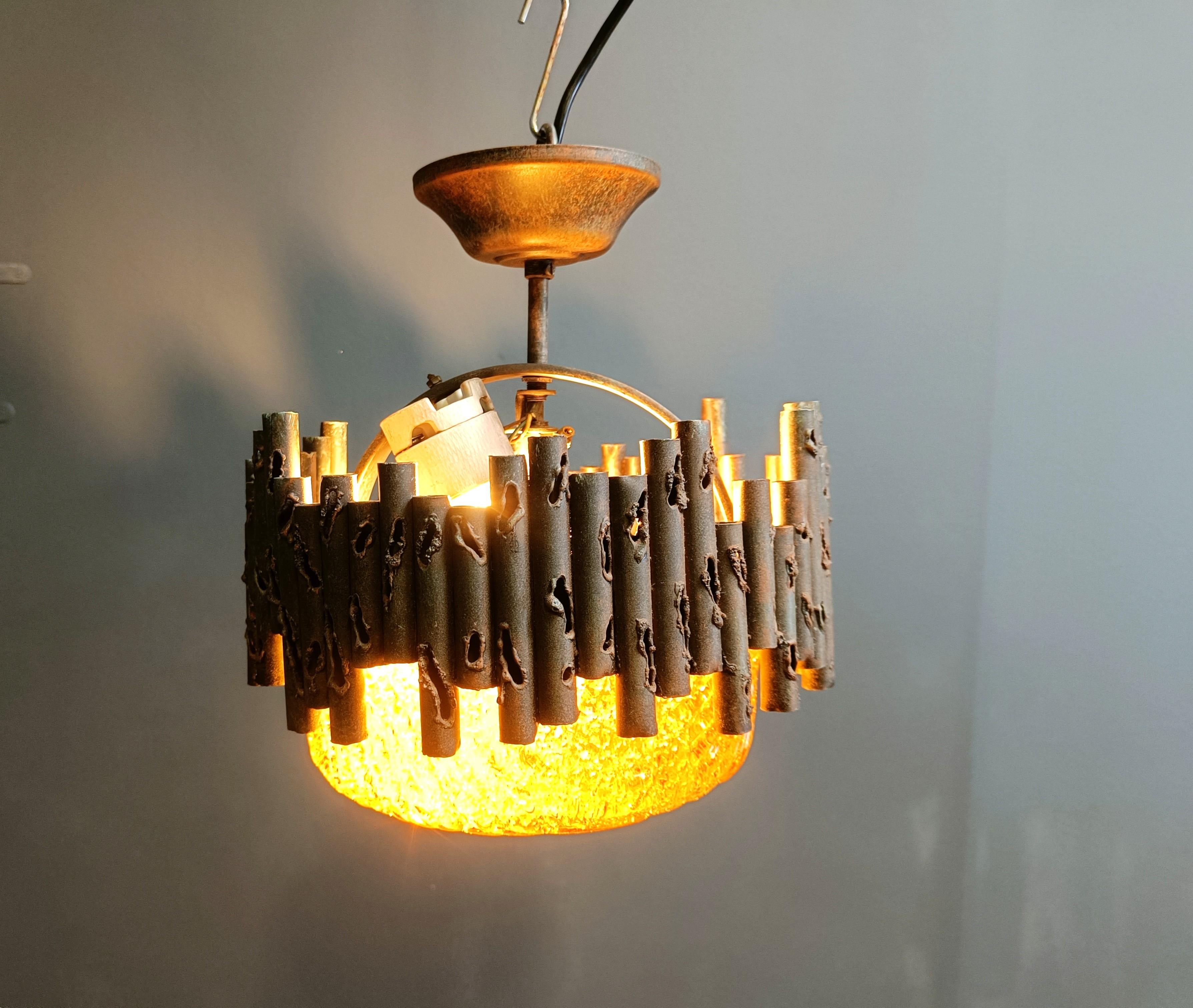 Lampade a sospensione brutaliste di Marcello Fantoni, anni '60 In condizioni buone in vendita a Leuven, Vlaams Gewest