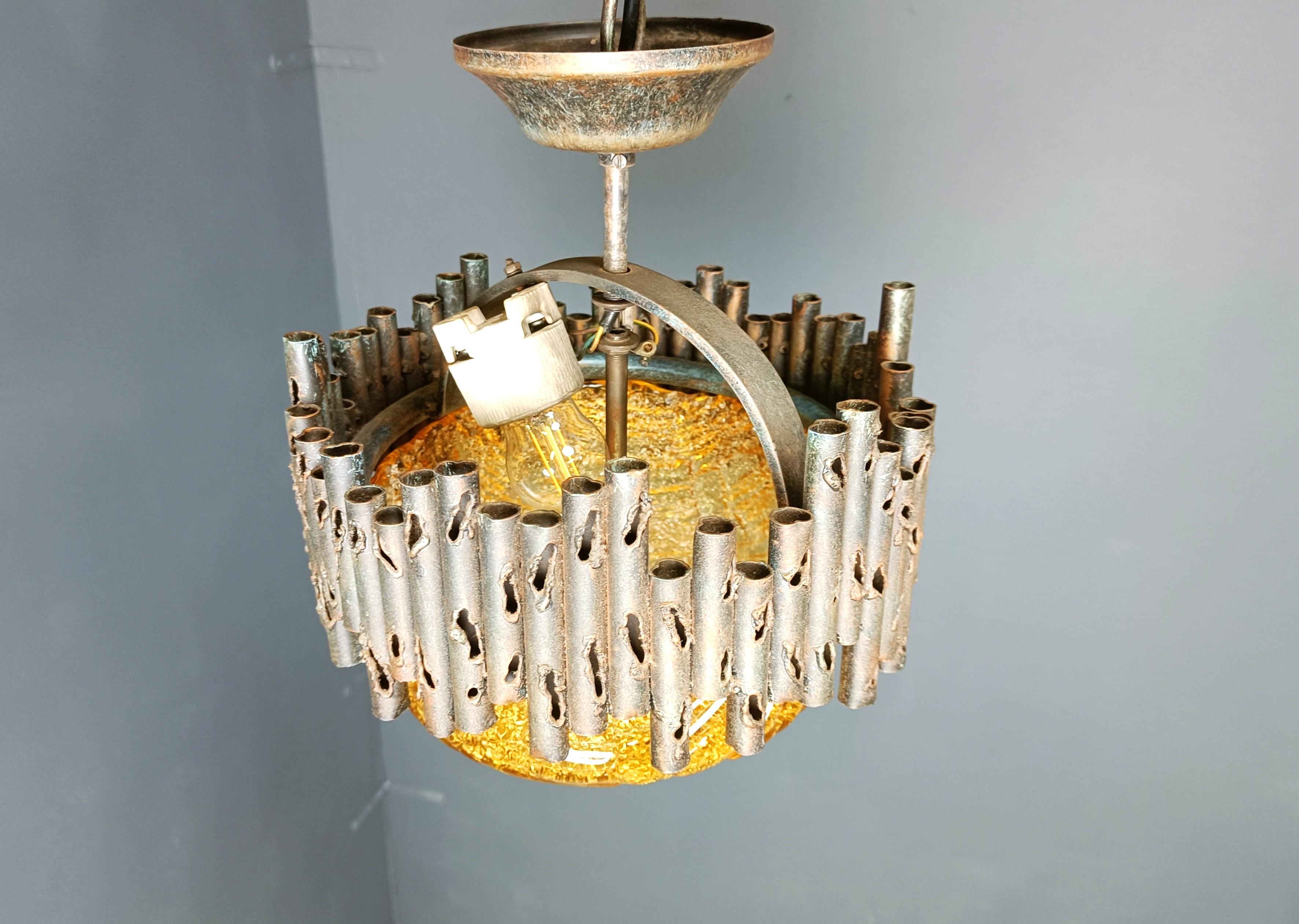Lampade a sospensione brutaliste di Marcello Fantoni, anni '60 in vendita 1