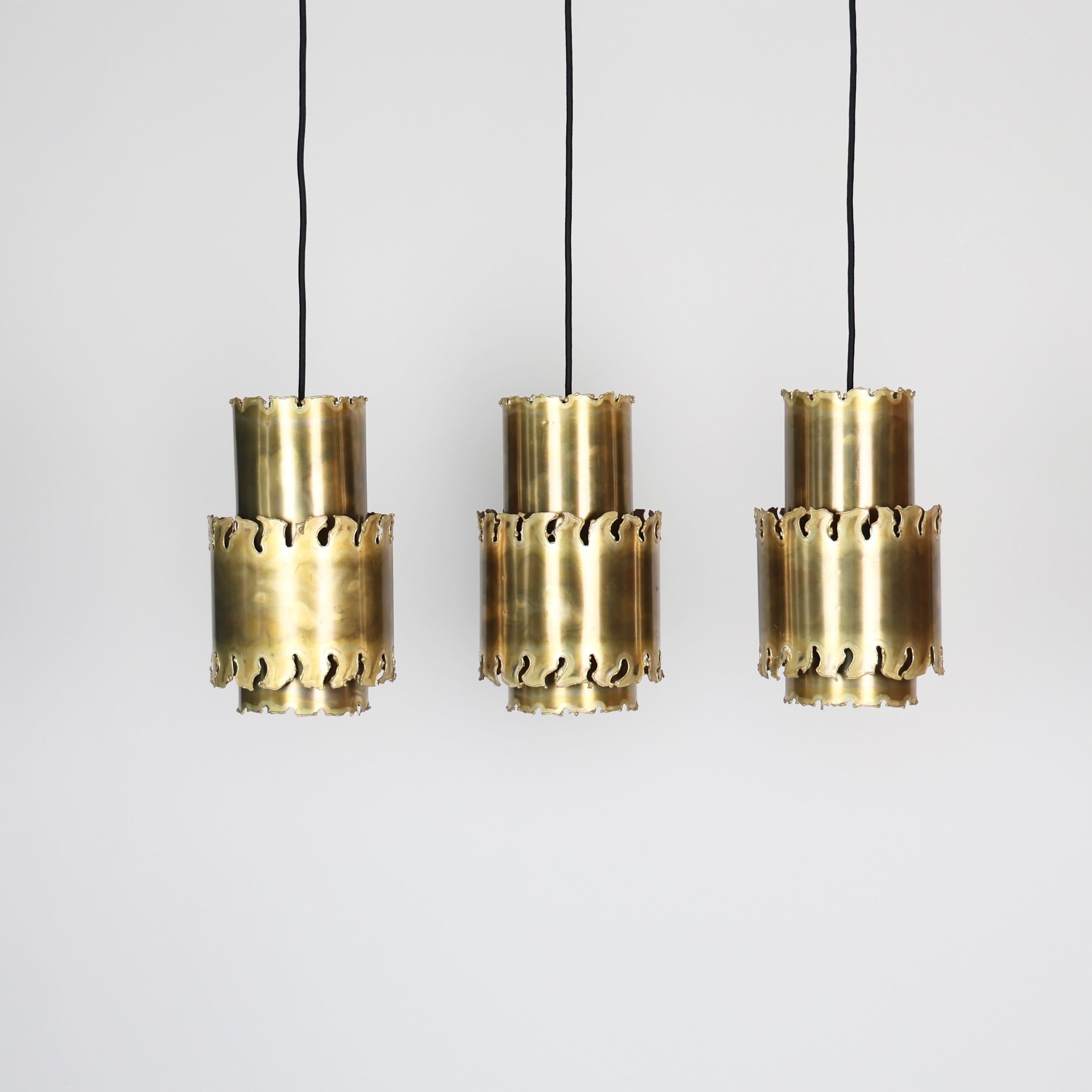 Brutalist Pendant Lights Trio by Holm Sorensen, 1960s, Denmark For Sale 4
