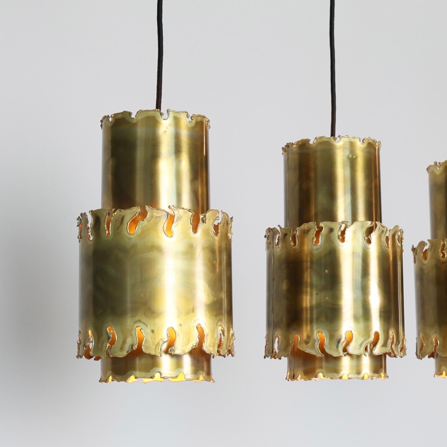 Brutalist Pendant Lights Trio by Holm Sorensen, 1960s, Denmark In Good Condition For Sale In Værløse, DK