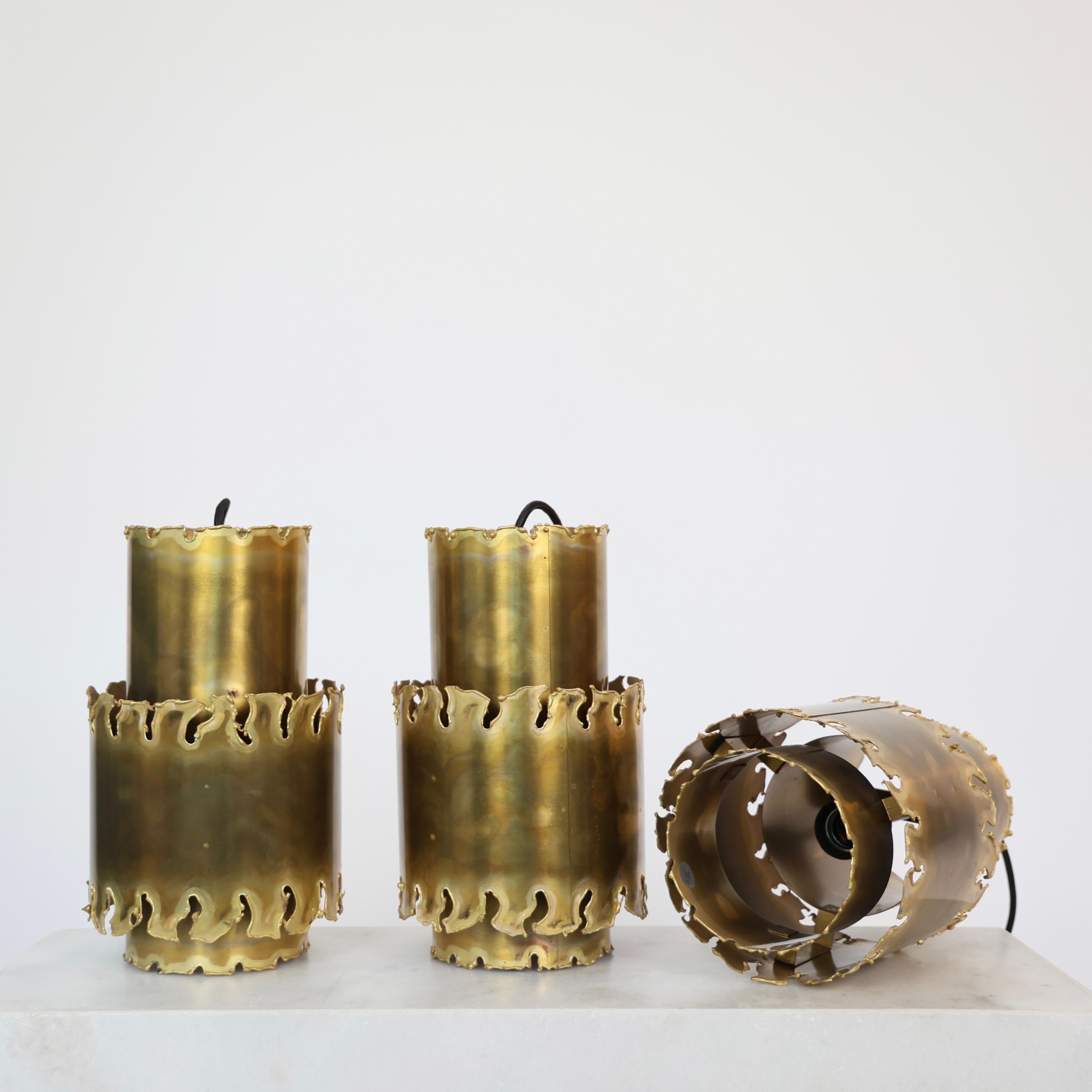 Brass Brutalist Pendant Lights Trio by Holm Sorensen, 1960s, Denmark For Sale