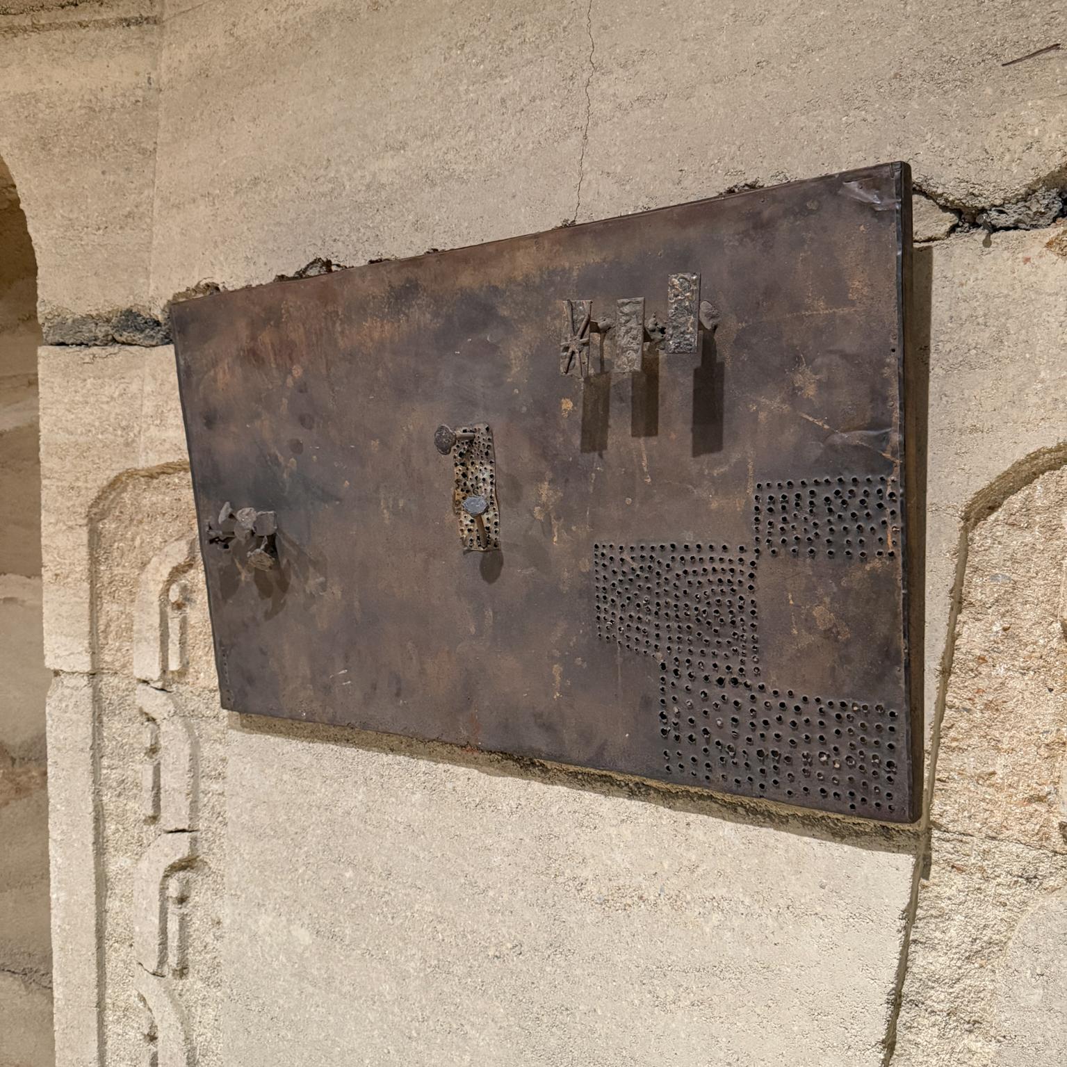 Brutalist Perforated Metal Relief Wall Art 7