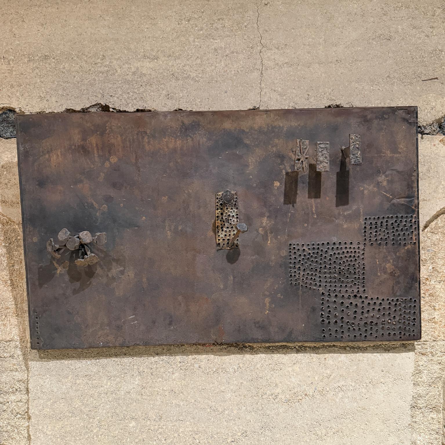 Brutalist Perforated Metal Relief Wall Art In Good Condition In Chula Vista, CA