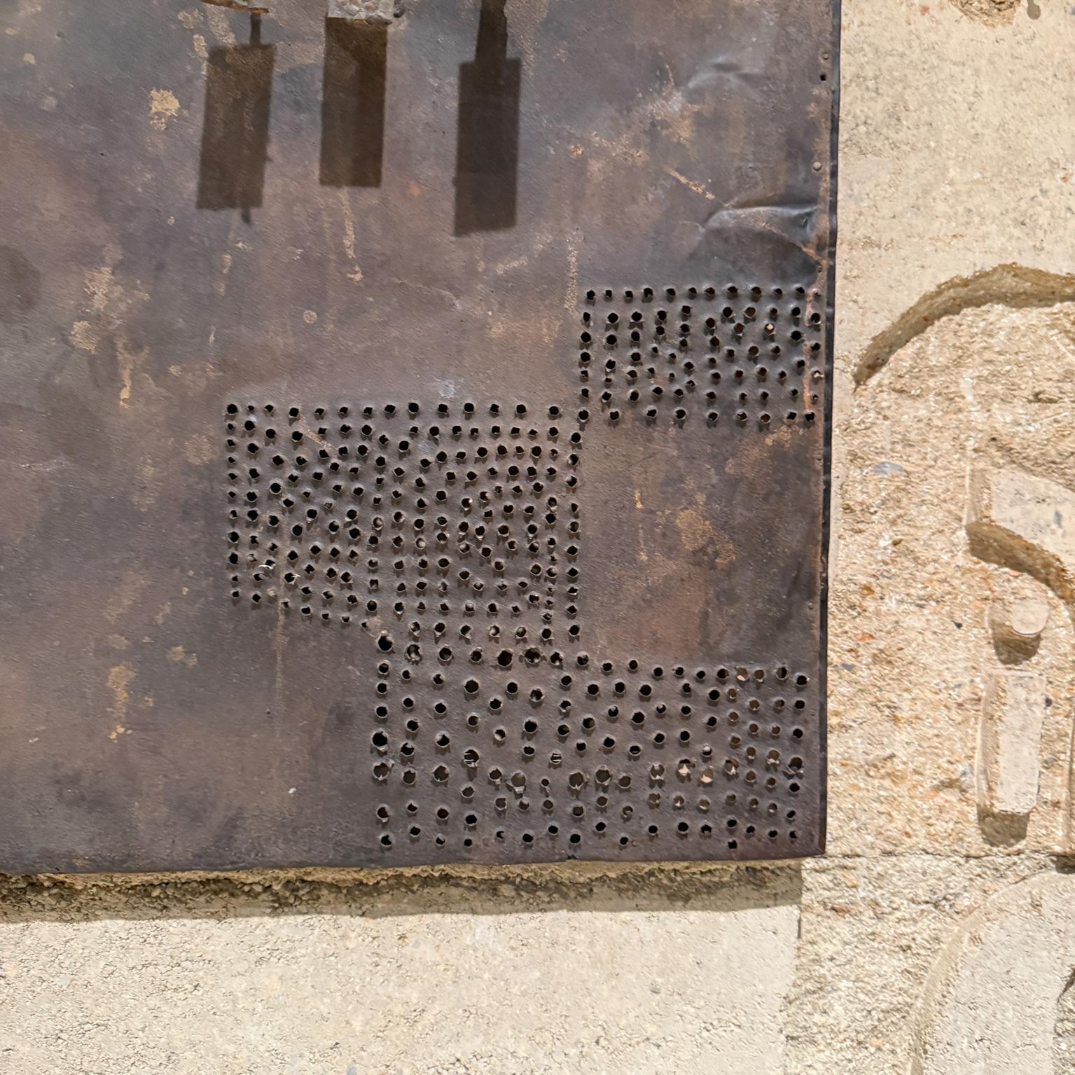 20th Century Brutalist Perforated Metal Relief Wall Art