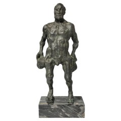 Brutalist Period Bronze Sculpture of Man