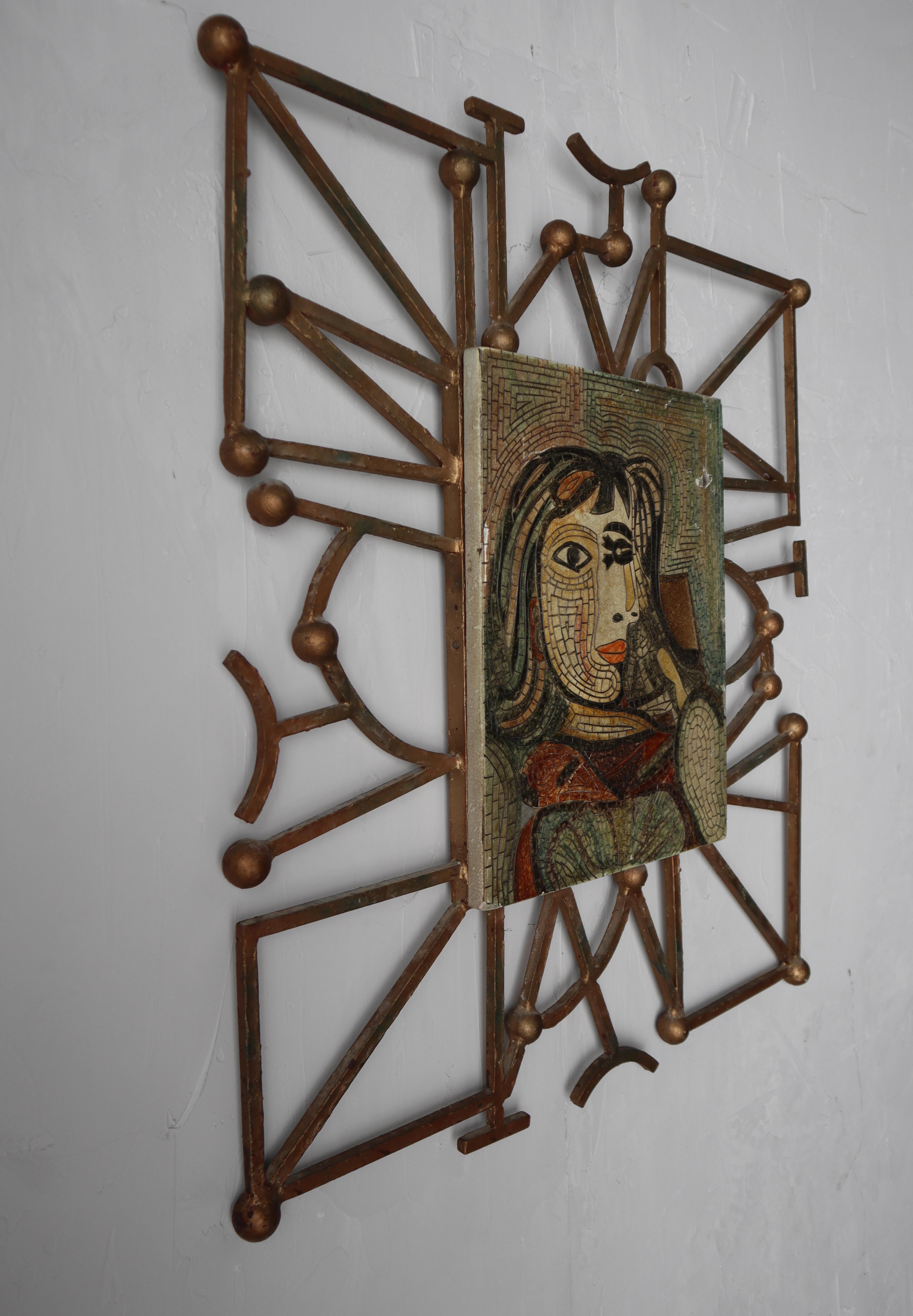 Brutalist Picasso Mosaic Style Wall Art In Good Condition For Sale In Las Vegas, NV