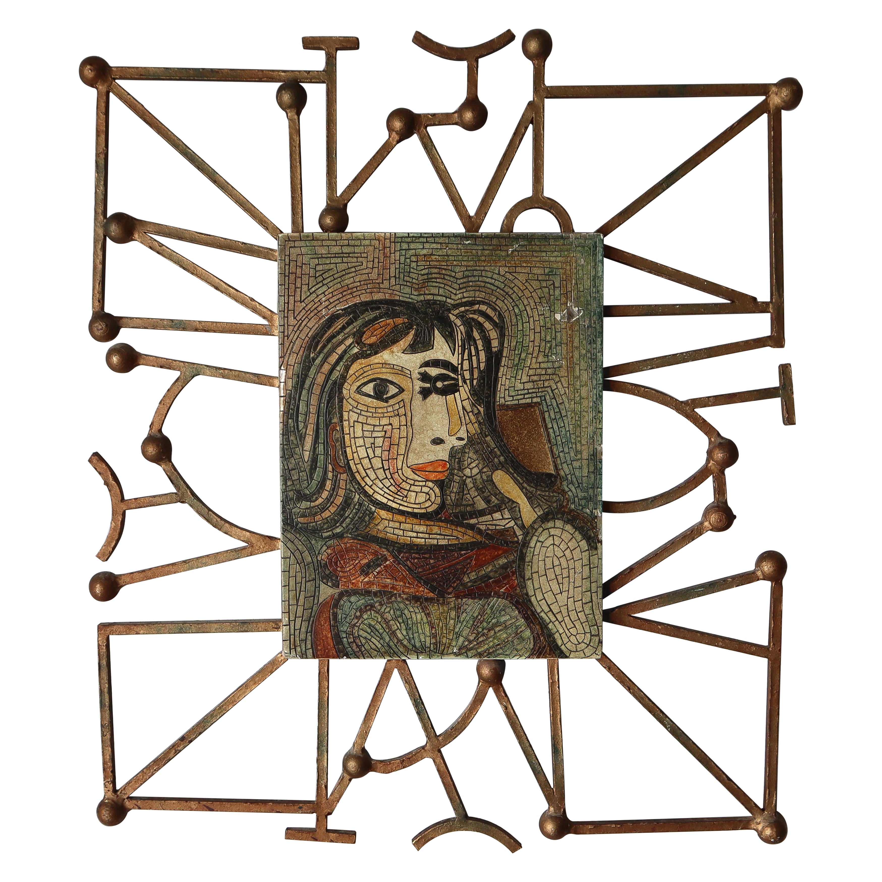 Brutalistische Picasso-Wandkunst im Mosaikstil im Angebot