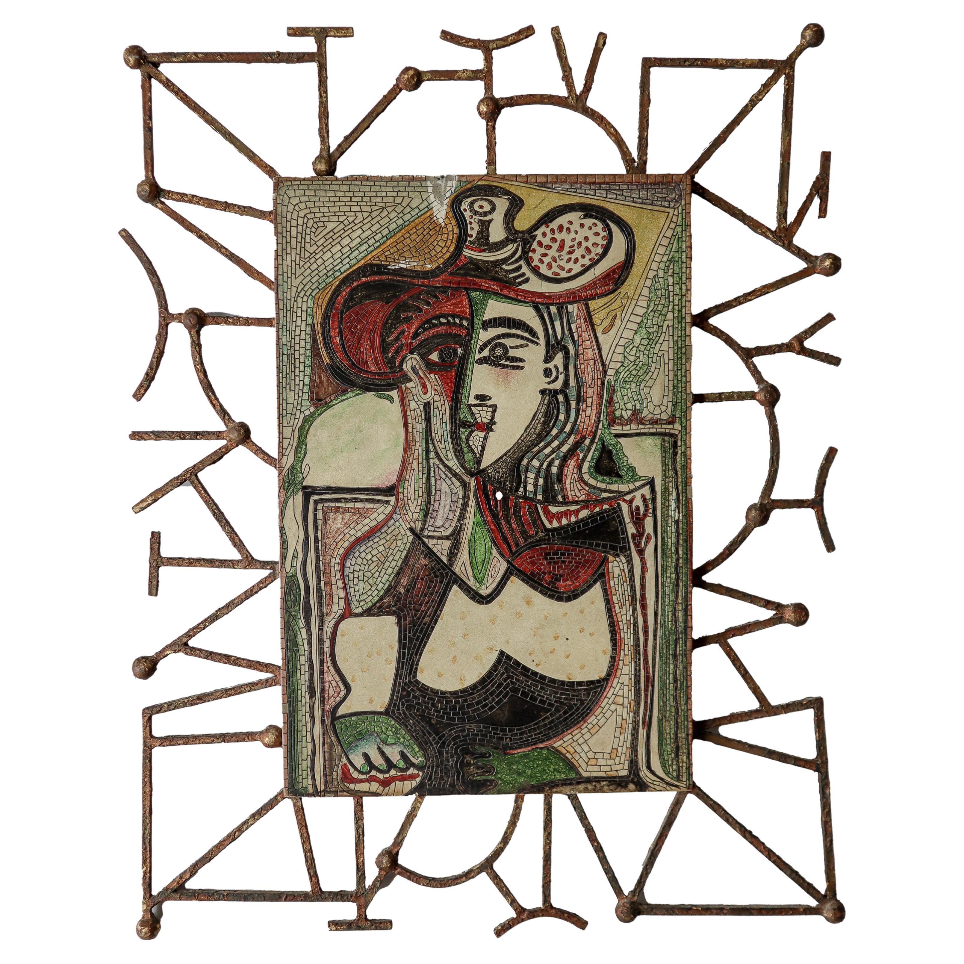 Brutalist Picasso Mosaic Style Wall Art For Sale