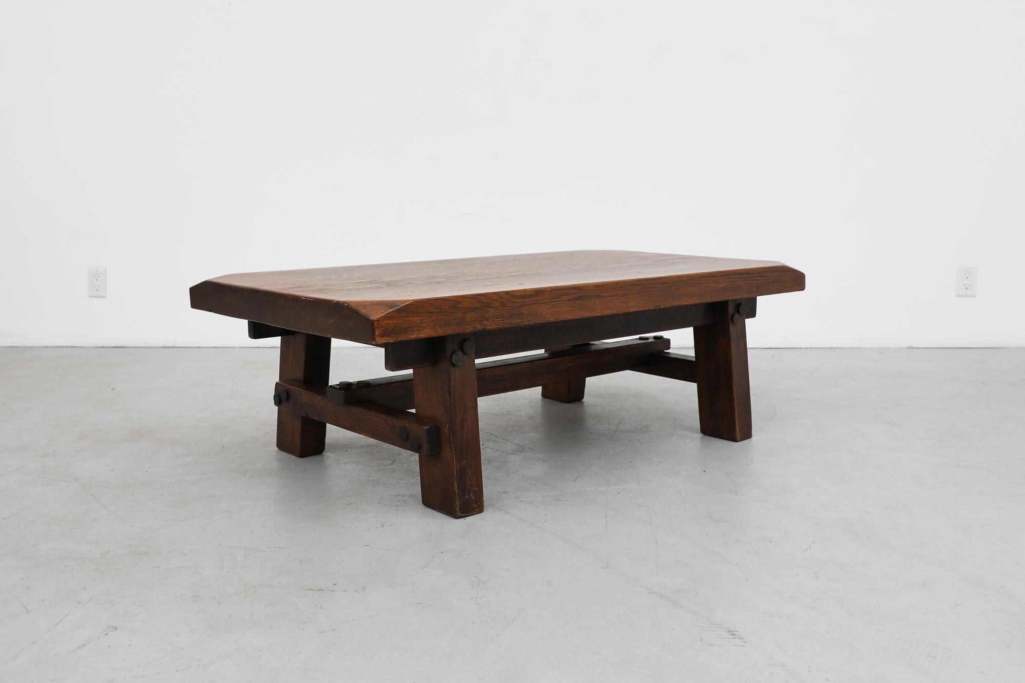 Brutalist Pierre Chapo Inspired Coffee Table In Good Condition In Los Angeles, CA