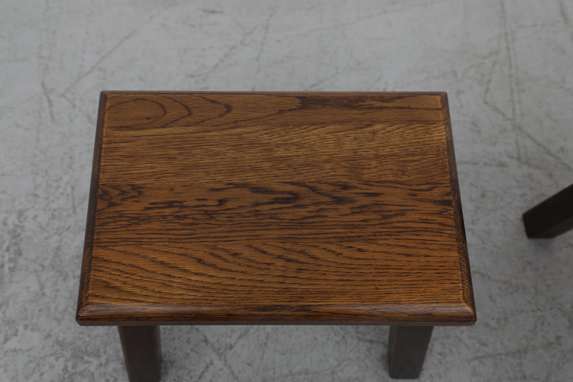 Brutalist Pierre Chapo Inspired Dark Oak Nesting Tables 5
