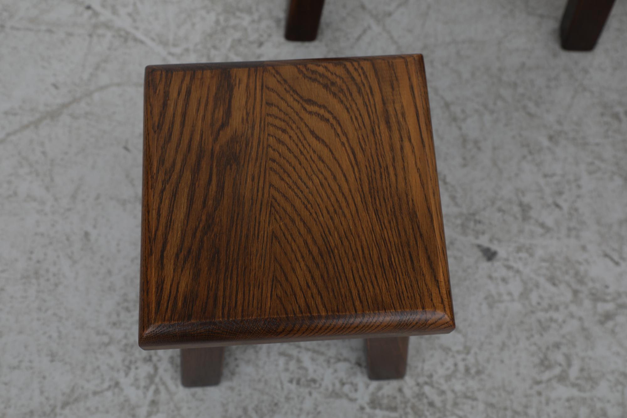 Brutalist Pierre Chapo Inspired Dark Oak Nesting Tables 6
