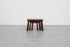 Brutalist Pierre Chapo Inspired Dark Oak Nesting Tables