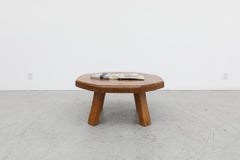 Brutalist Pierre Chapo inspired Octagon Solid Oak Coffee Table