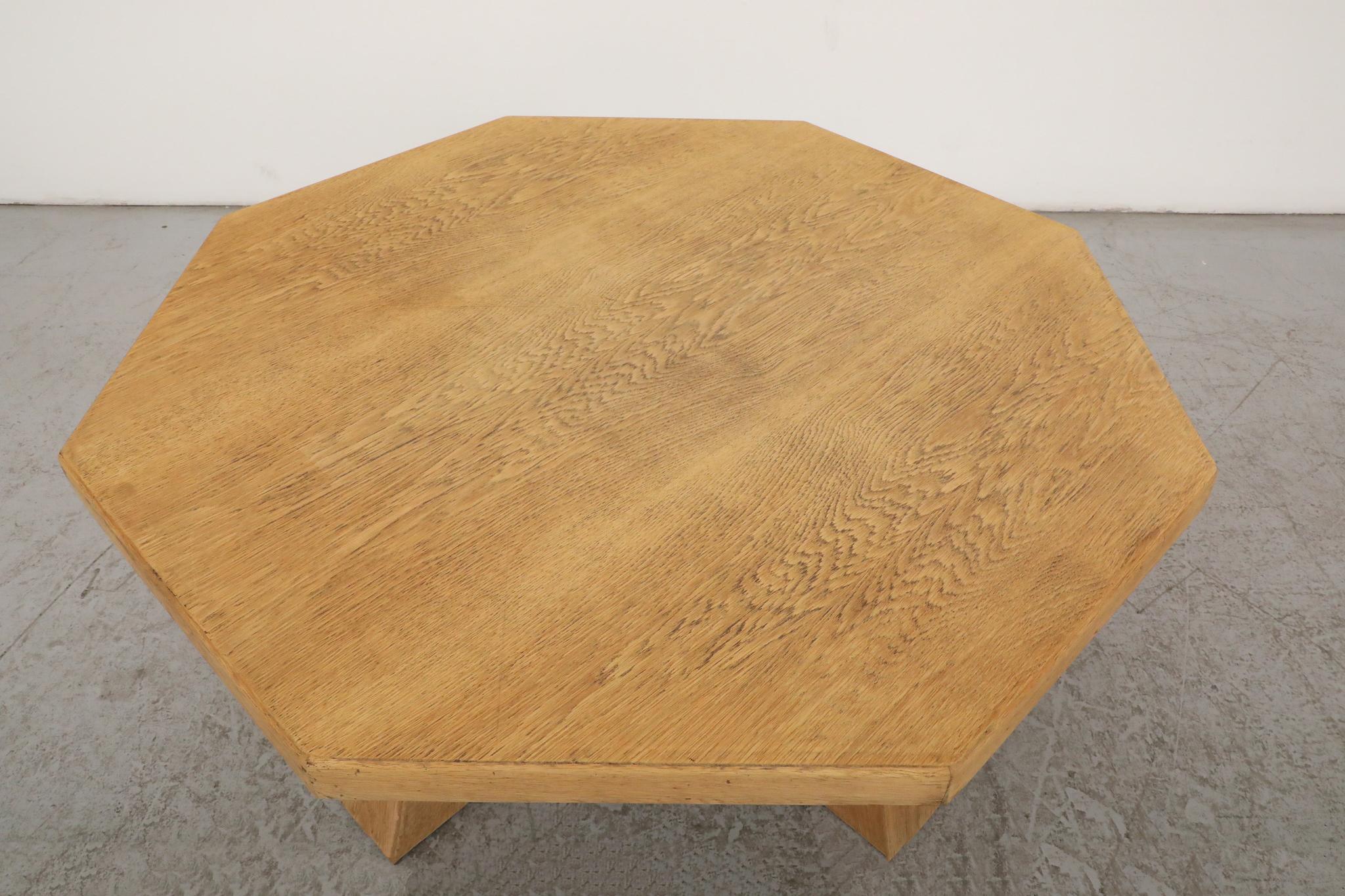 Mid-20th Century Brutalist Pierre Chapo Inspired Octagonal Oak Coffee Table For Sale