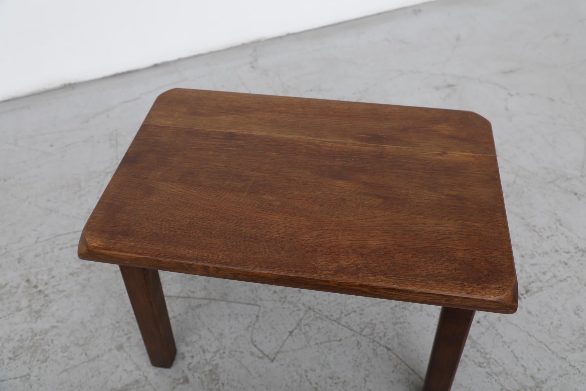 Brutalist Pierre Chapo Style Dark Oak Nesting Tables with Clipped Corners 8