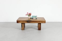 Brutalist Pierre Chapo Style Railroad Tie Oak Coffee Table