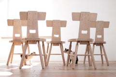 Brutalist Pierre Chapo Style T-Back Dutch Design Beechwood