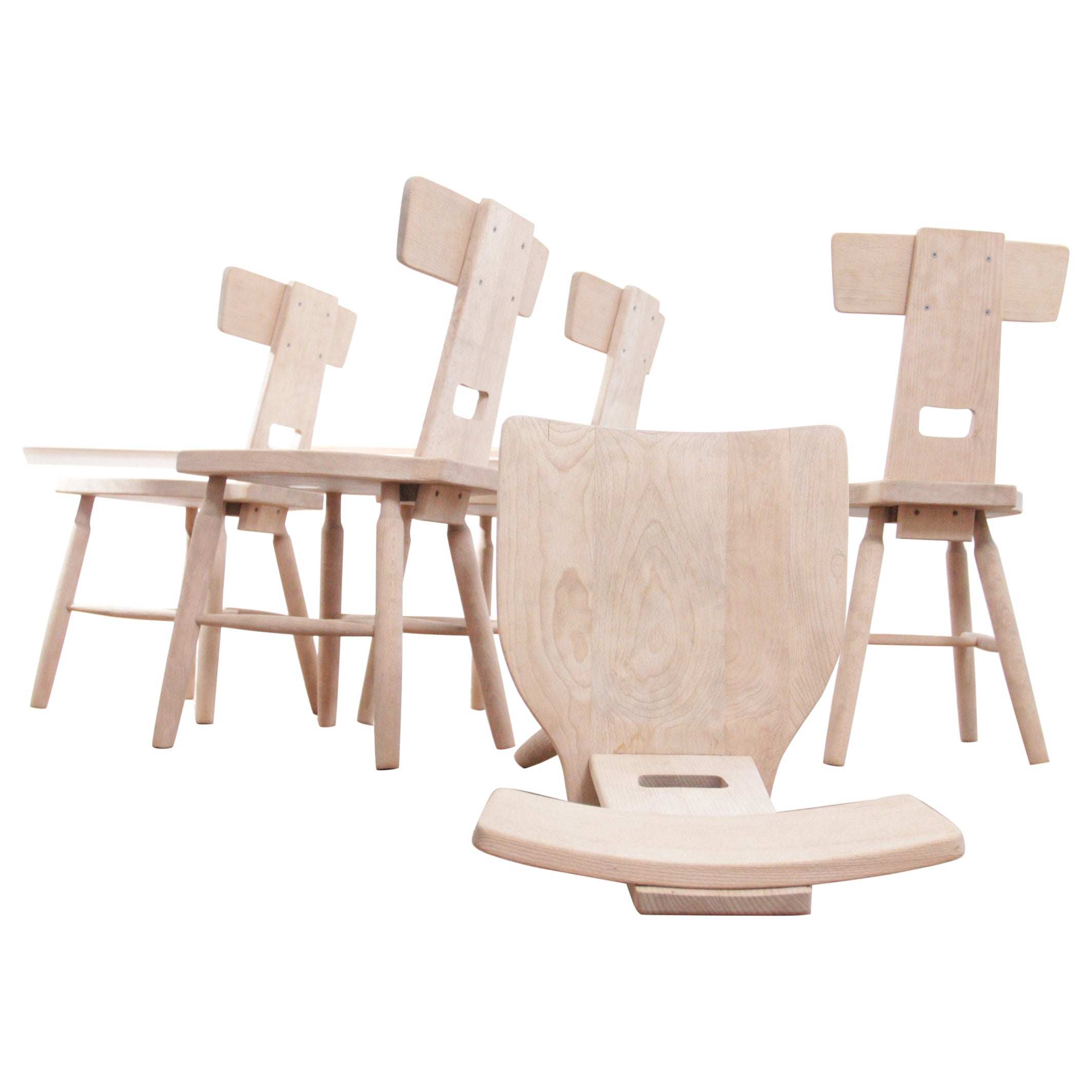 Brutalist Pierre Chapo Style T-Back Dutch Design Beechwood