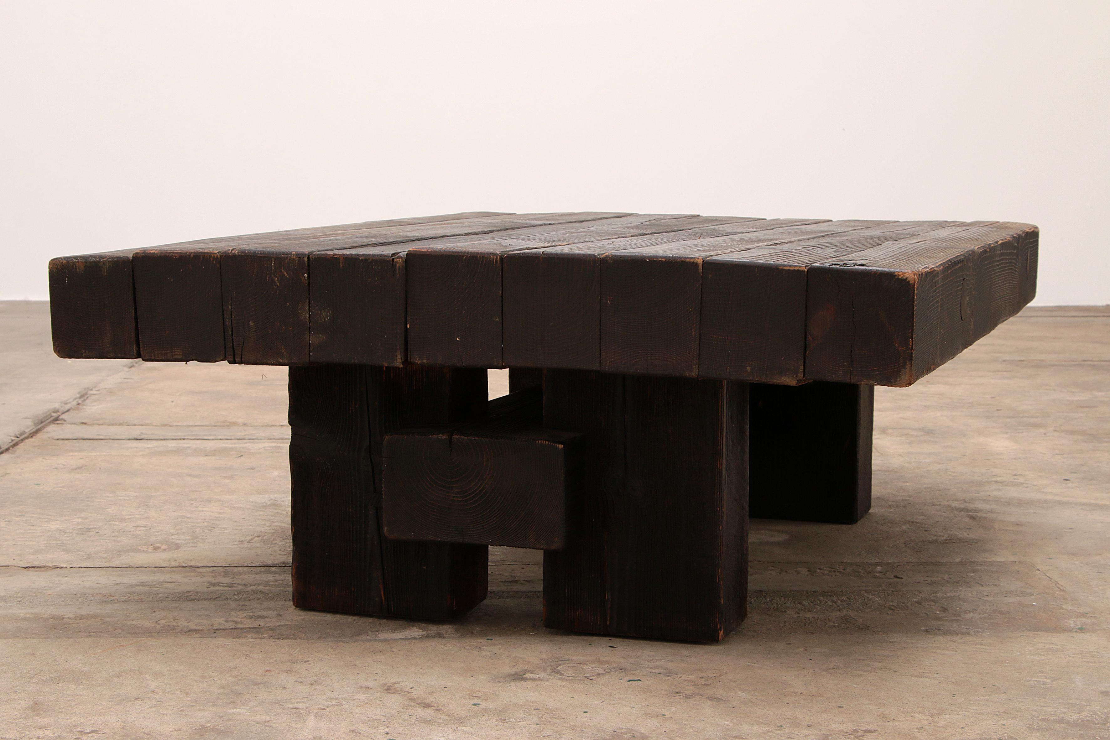 Brutalist Pine Coffee Table by Jens Lyngsøe for Havdrup Trævarefabrik For Sale 6