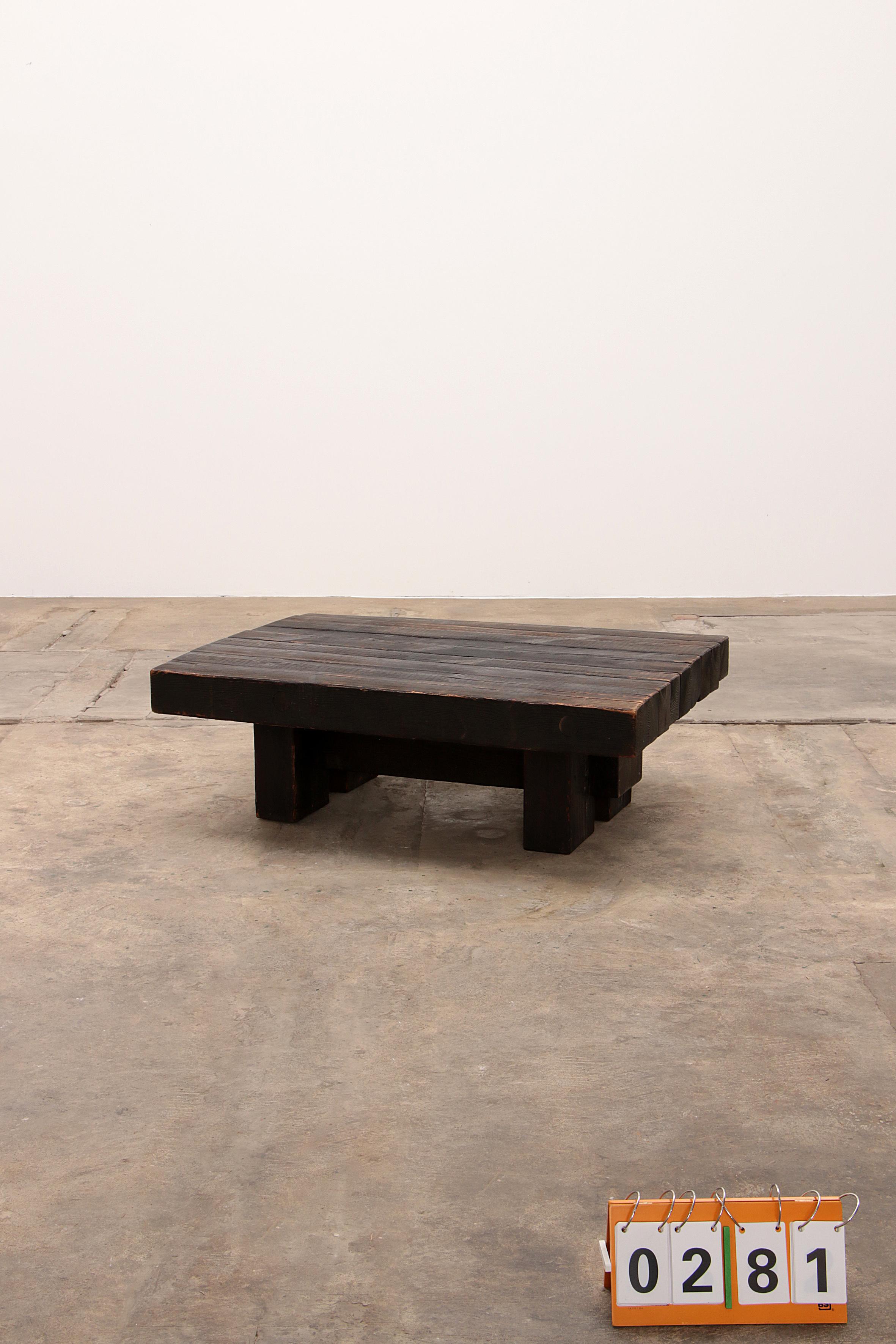 Brutalist Pine Coffee Table by Jens Lyngsøe for Havdrup Trævarefabrik For Sale 8