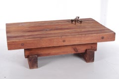 Brutalist Pine Coffee Table by Jens Lyngsøe for Havdrup Trævarefabrik