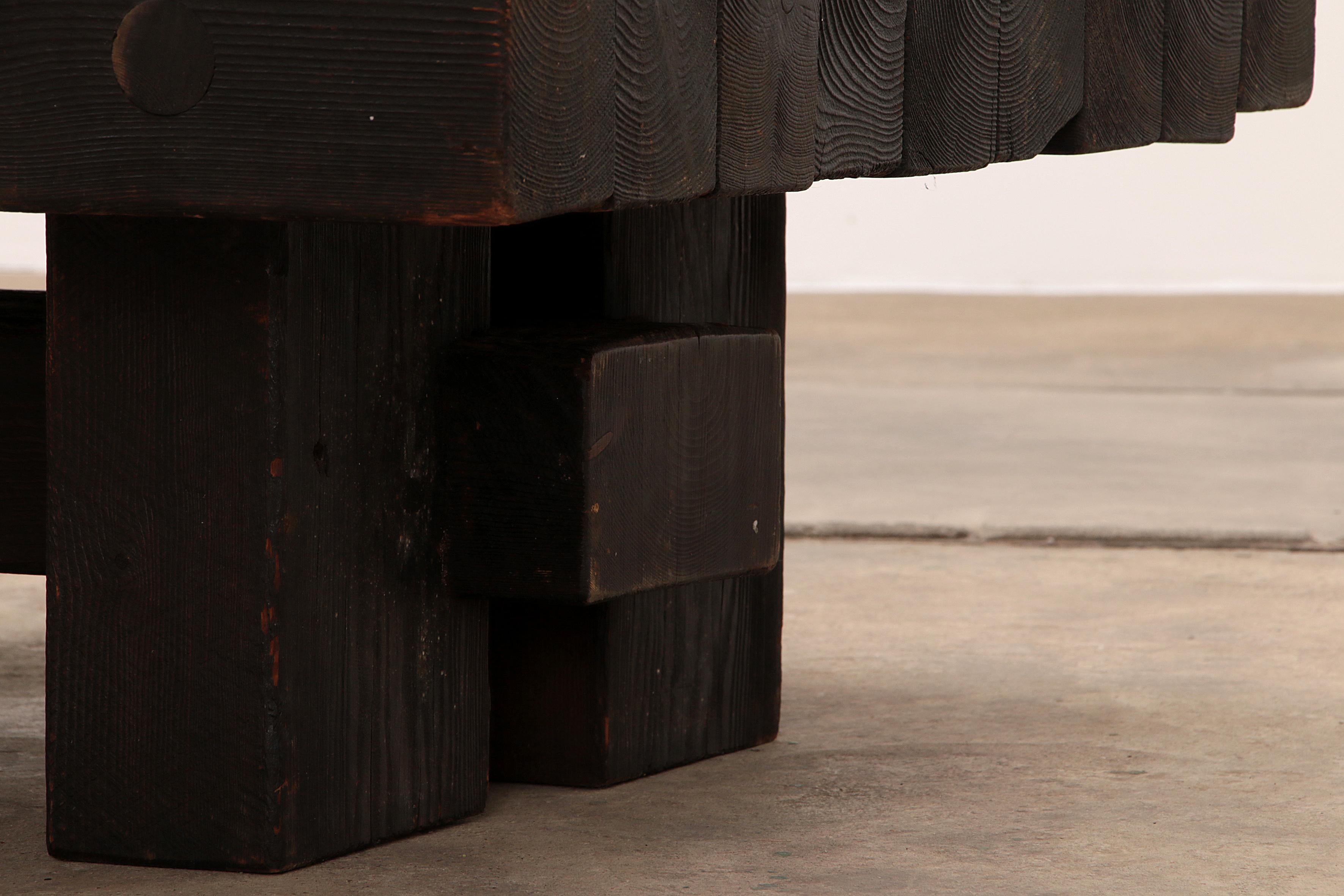 Brutalist Pine Coffee Table by Jens Lyngsøe for Havdrup Trævarefabrik 1