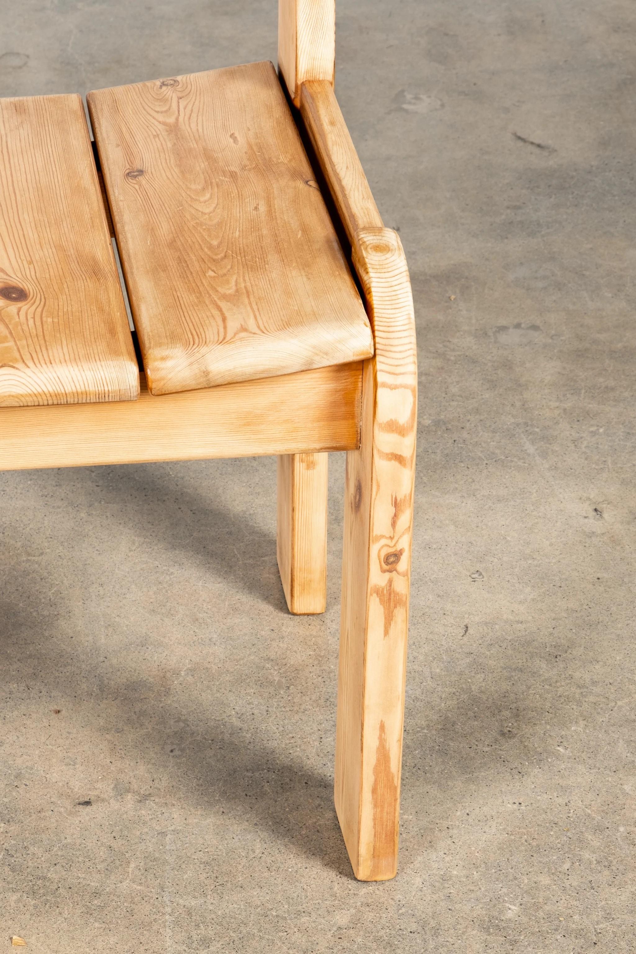 Brutalist Pine Dining Chairs by Ate Van Apeldoorn for Houtwerk Hattem, 1970s 6