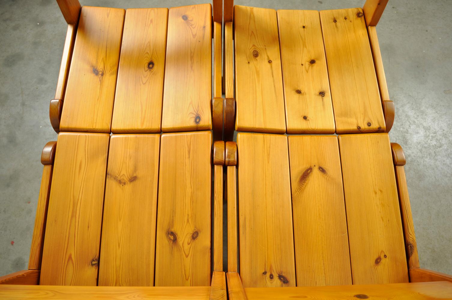 Brutalist Pine Dining Chairs by Ate Van Apeldoorn for Houtwerk Hattem, 1970s For Sale 9