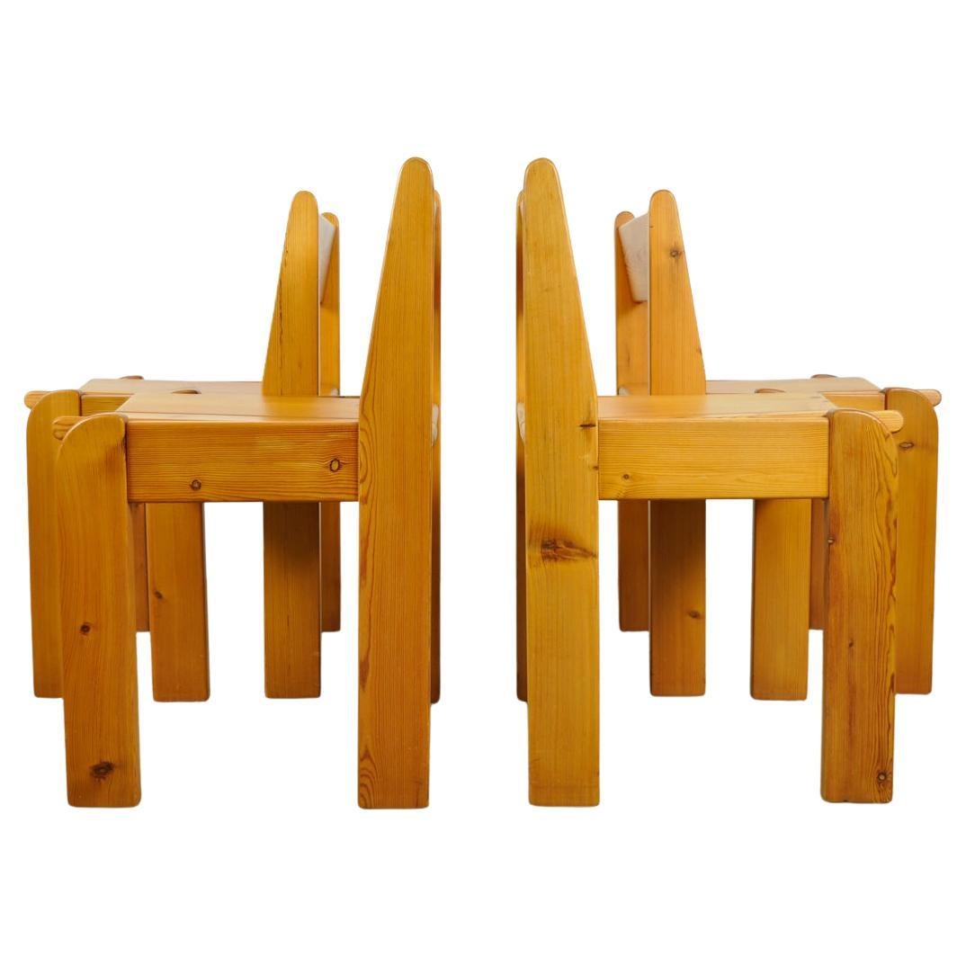Brutalist Pine Dining Chairs by Ate Van Apeldoorn for Houtwerk Hattem, 1970s