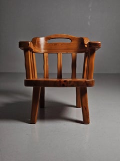 Brutalist pine lounge chairs by Stig Sandkvist, Sweden, 1950s