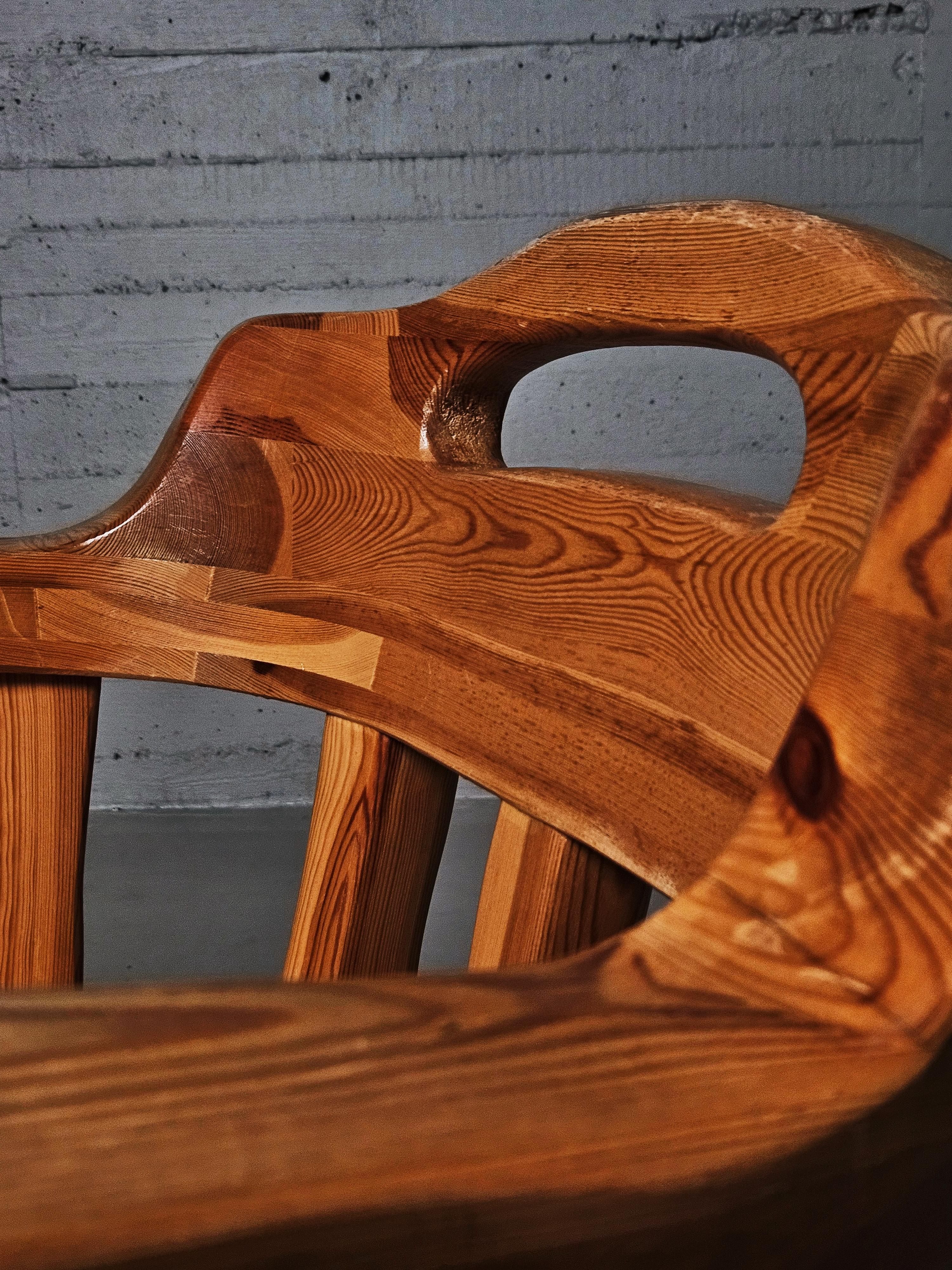 20ième siècle Chaises longues en pin brutalistes de Stig Sandkvist, Suède, années 1950 en vente
