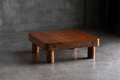 Brutalist Pine Coffee Table, France, Circa 1960, Mid-Century Design