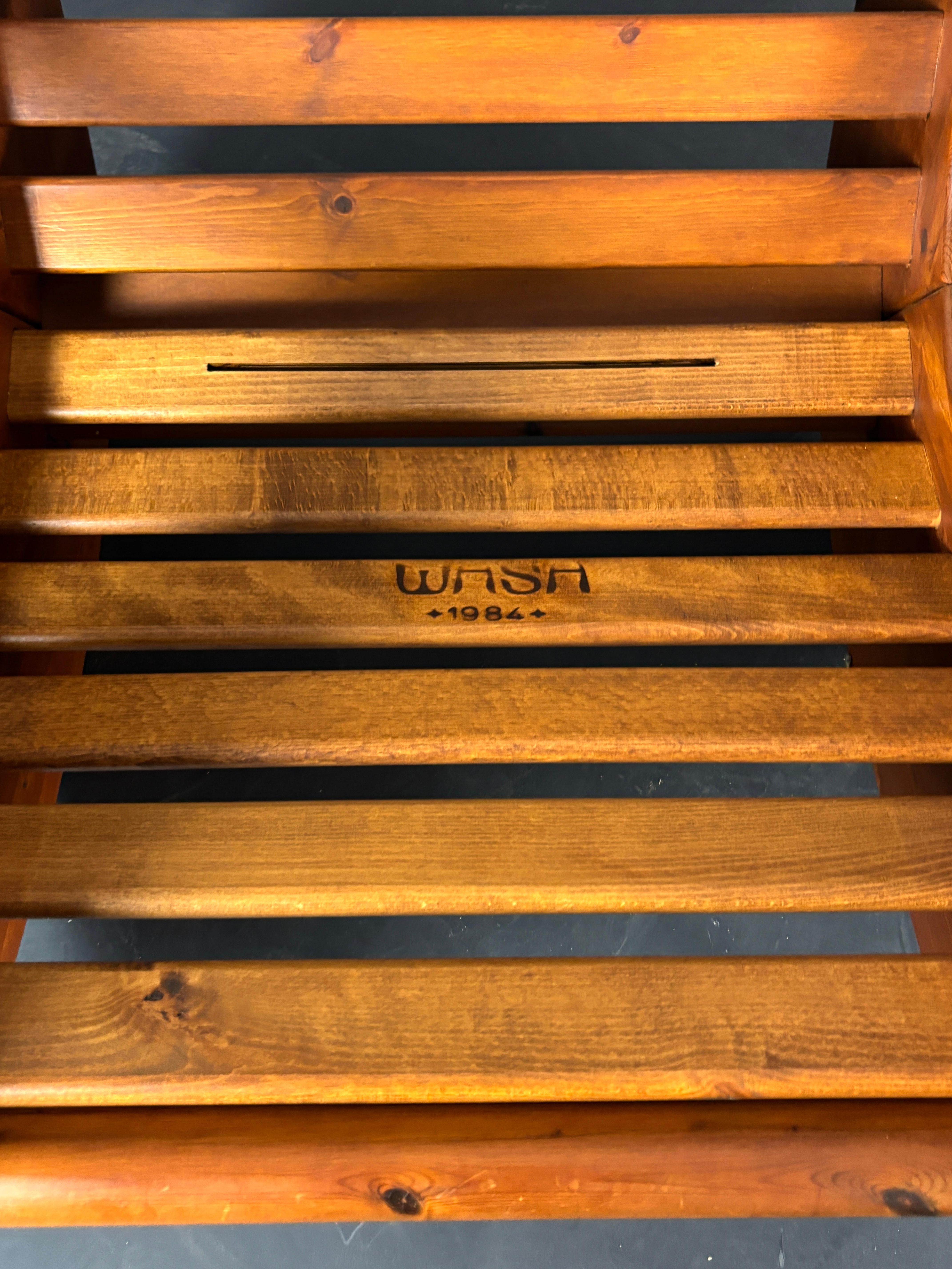 Chaise longue à bascule en pin brutale avec assise en cuir par Wasa 1984 en vente 10