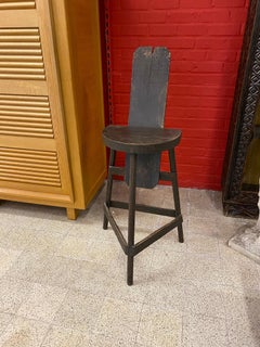 Sgabello brutalista in pino, 1950 circa