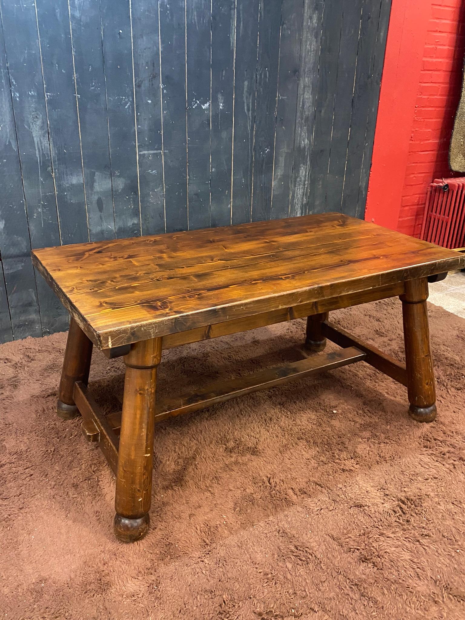 Mid-Century Modern Brutalist Pine Table, circa 1950 For Sale