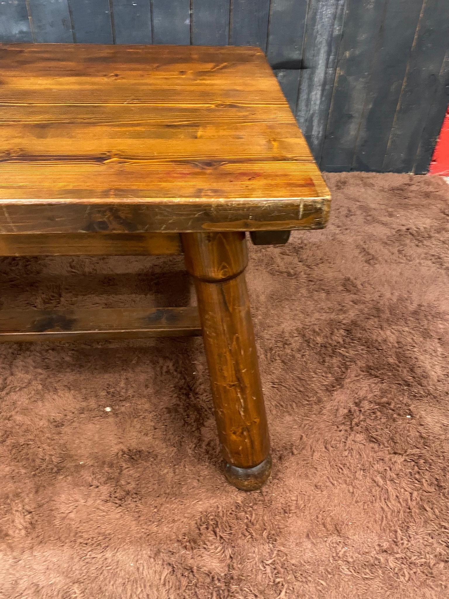 French Brutalist Pine Table, circa 1950 For Sale