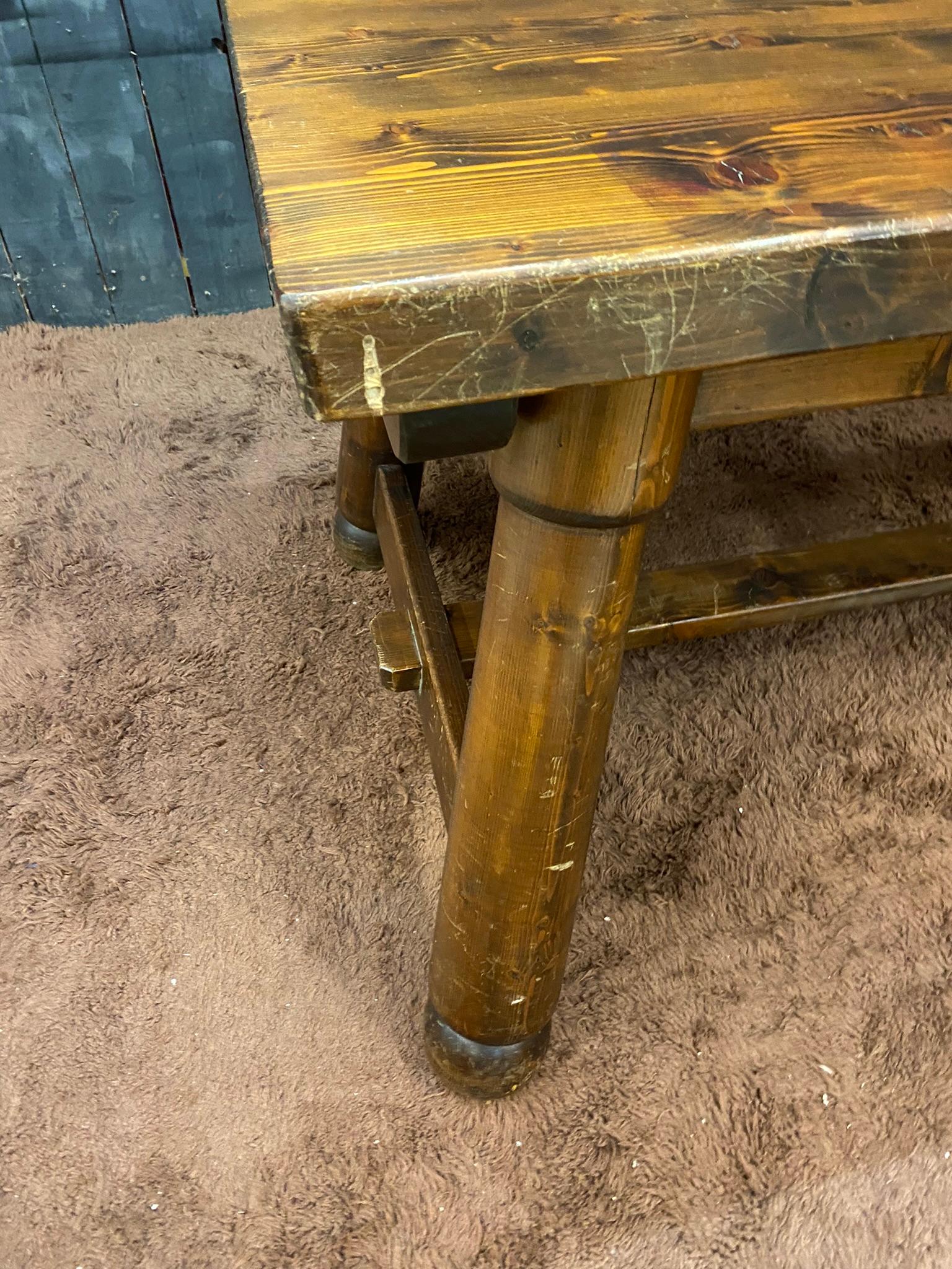 Brutalist Pine Table, circa 1950 For Sale 1