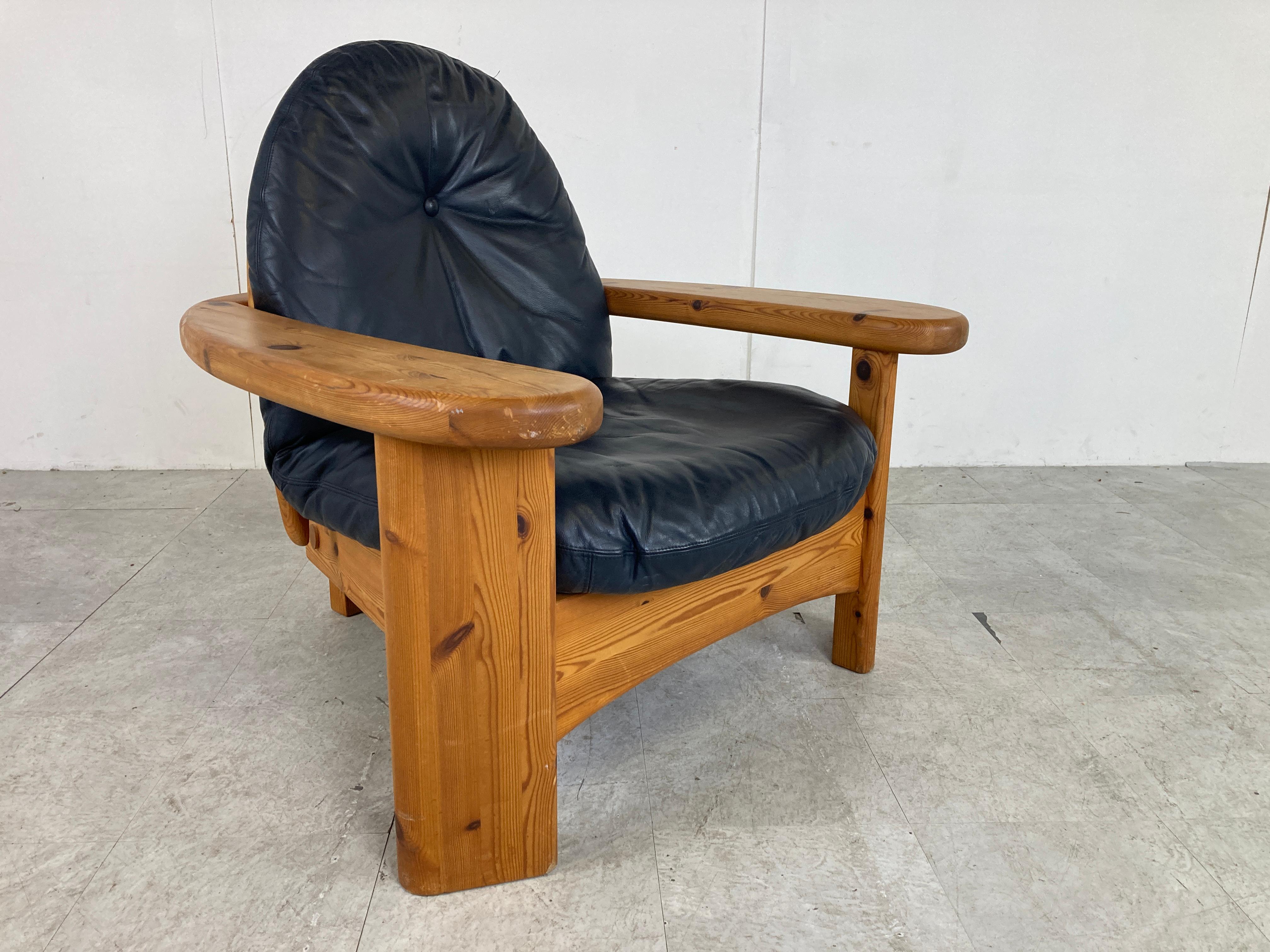 Brutalist Pine Wood Armchair, 1960s In Good Condition In HEVERLEE, BE
